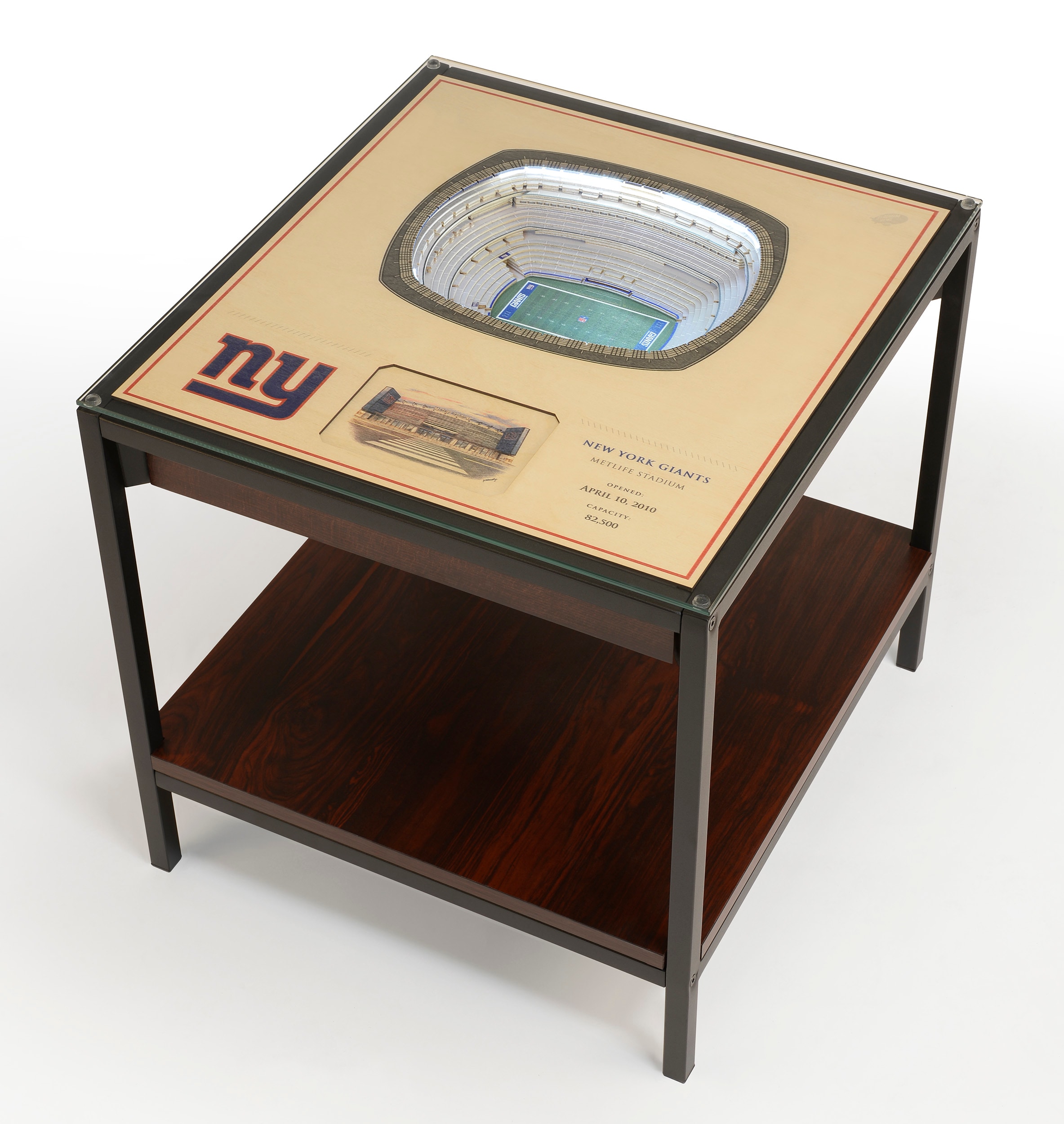 StadiumViews 7010267 25-Layer StadiumView Lighted End Table 22-in W x 22.25-in H Team Colors Glass Modern End Table with Storage Assembly Required