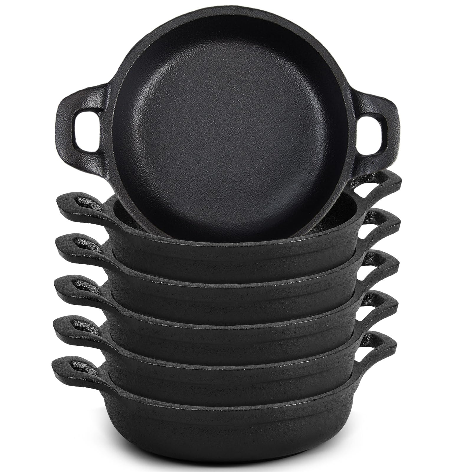 Anqtovp Mini Cast Iron Skillets 5 x 5 x 1 3 Inch Small Black Casserole Dish Oven Safe Double Loop Handles for Kitchen Indoor Outdoor Cooking 6 #LAN0619N027