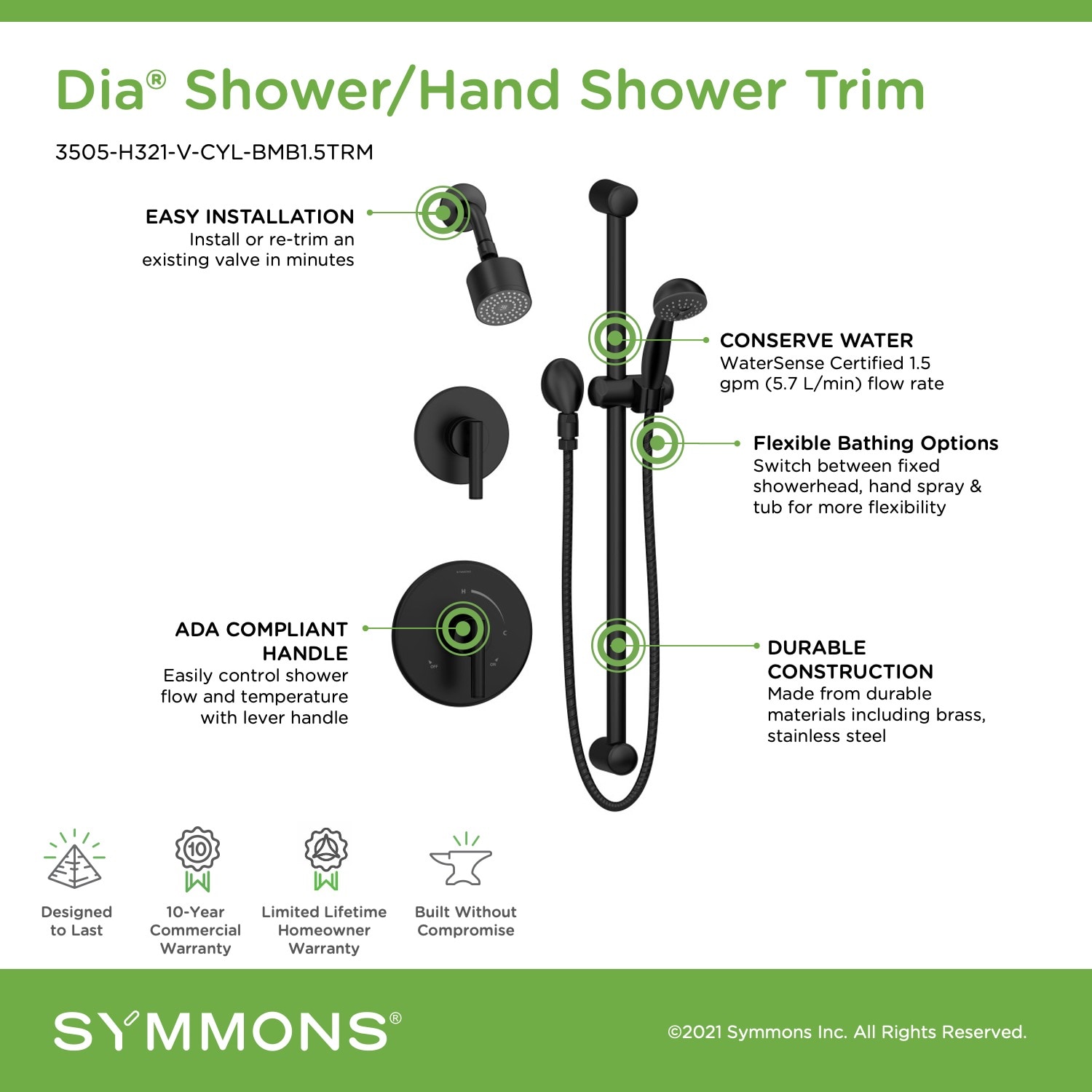Symmons 3505H321VCYLBMB1.5TR Tub-Shower-Faucets - View #3