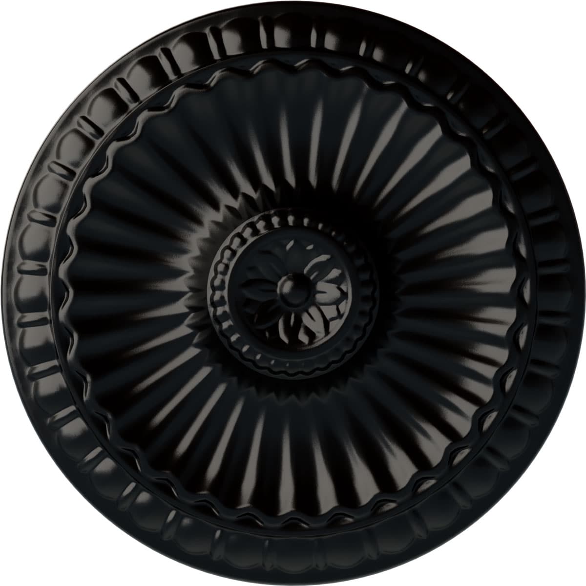 Ekena Millwork CM11LIBLF Linus 11.25-in W x 11.25-in L Painted Jet Black Polyurethane Whole Ceiling Medallion