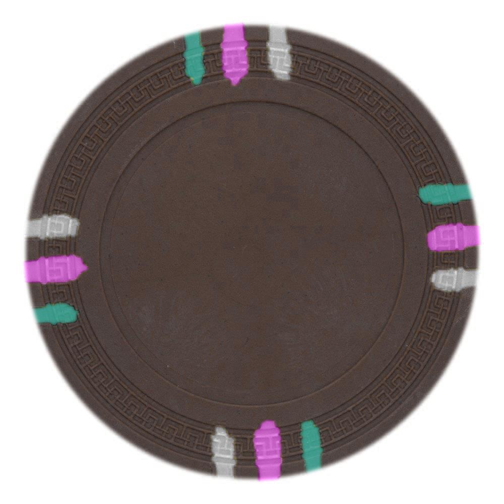  ZX9BRYBL6458 CPBL12-Brown-25 12 Stripe Claysmith Poker Chip, Brown Blank- Roll of 25