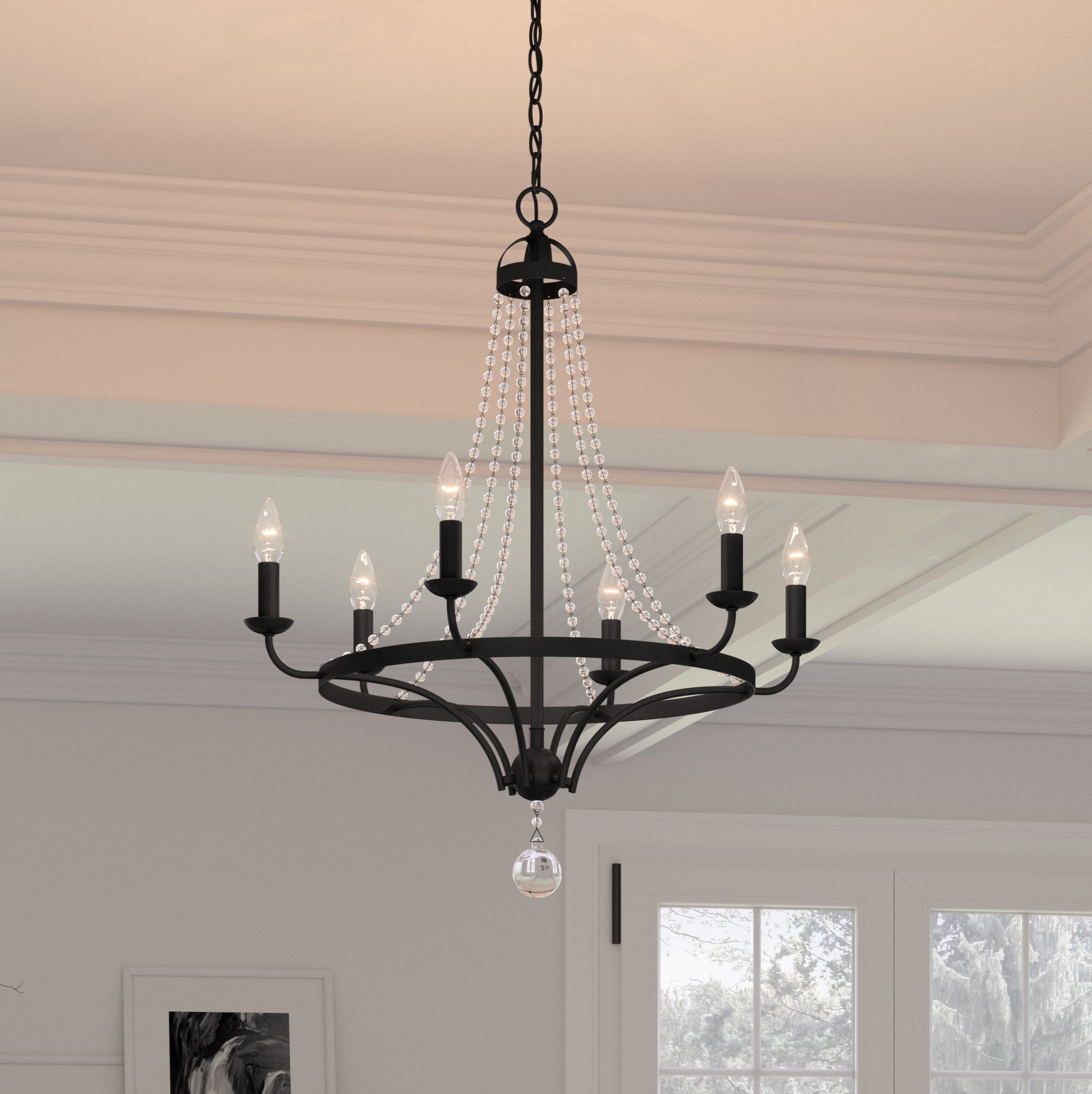 Quoizel ADL5026MBK Adelaide 6-Light Matte Black Transitional Damp Rated Chandelier
