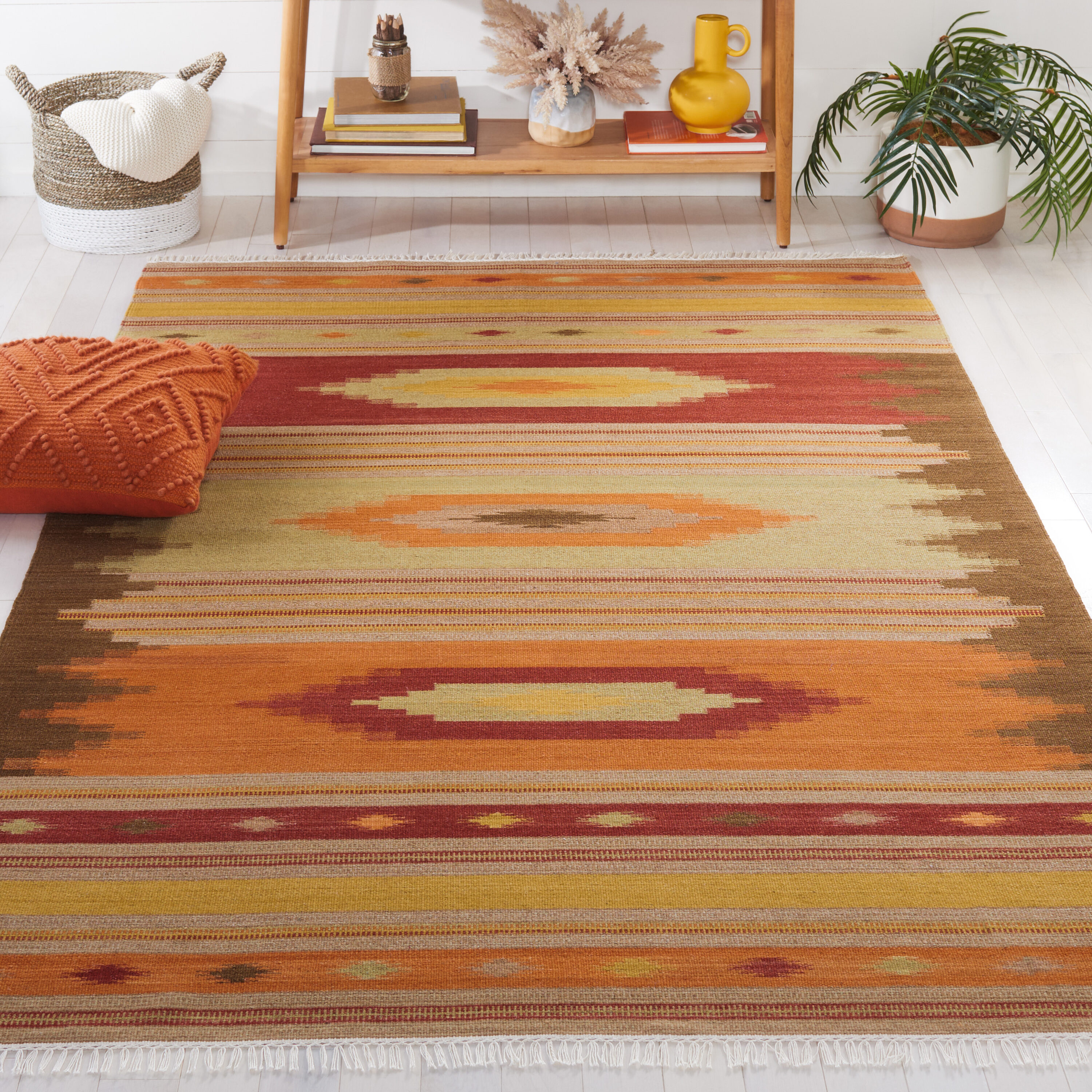  Kilim 176 Brown/Multi Bohemian 4ft x 6ft Small Rectangle Rug
