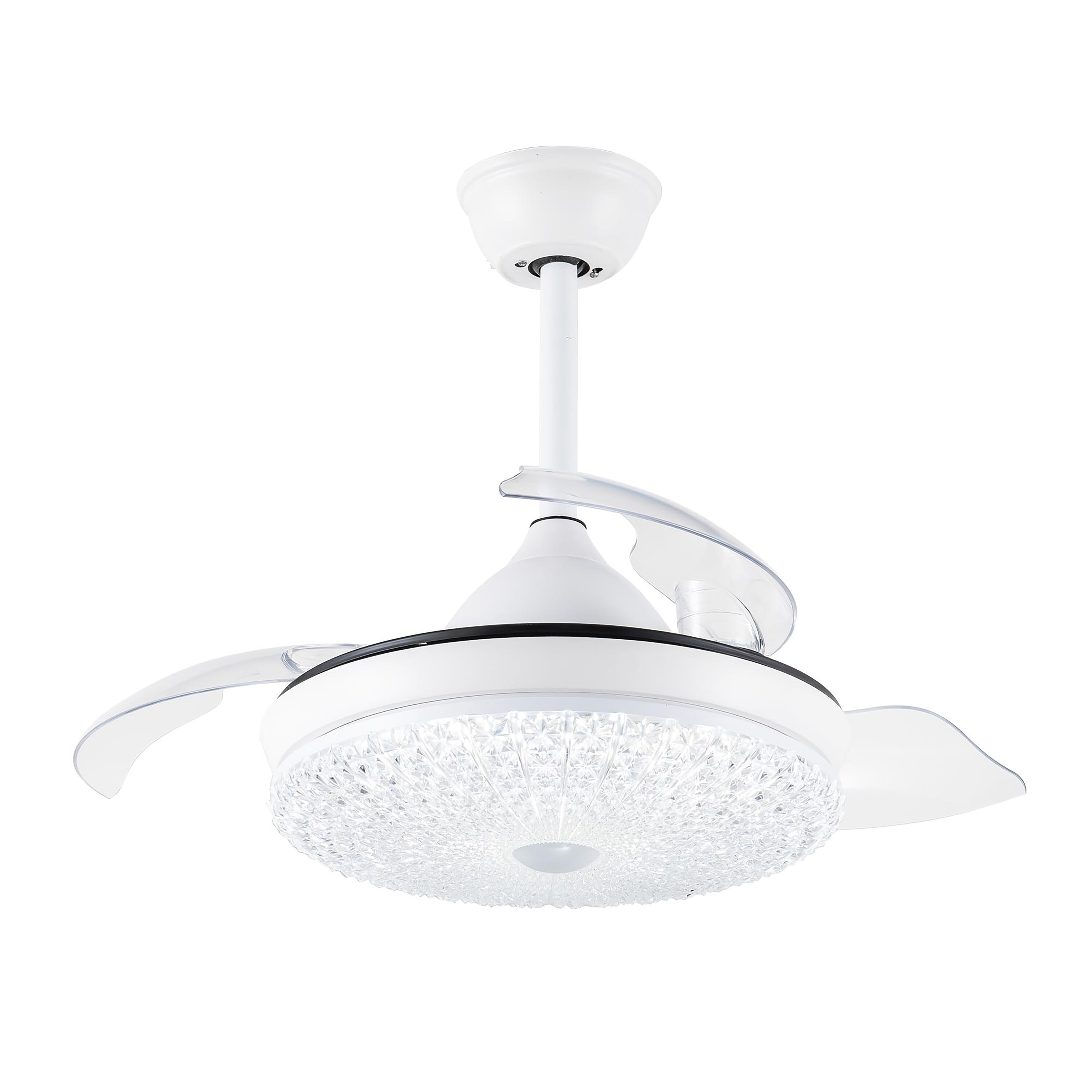 Cusp Barn BD4257-W BD4257 42-in Color-Changing Integrated LED White with Acrylic Blades Ceiling Fan With Light - Remote Included ( 3 -Blade )