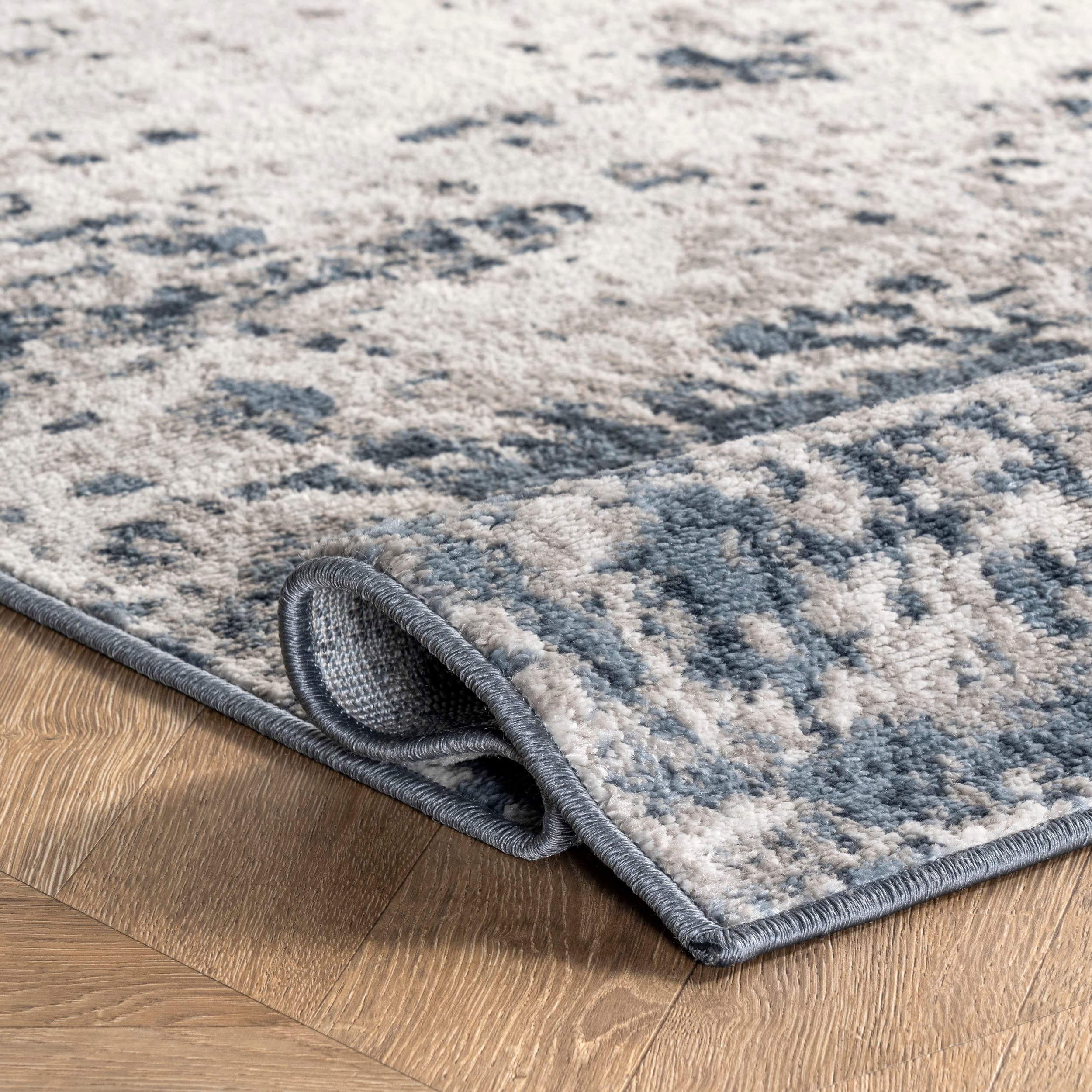 Zoe Faded Blue and Gray Abstract Area Rug