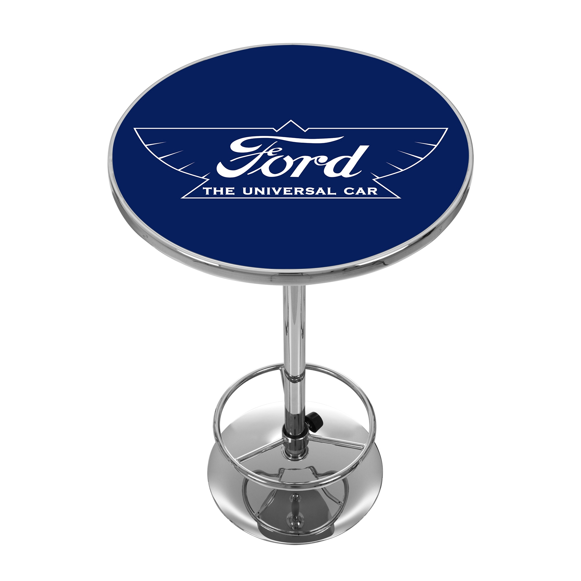 Trademark Gameroom FD2000-UC Pub Tables Chrome Round Traditional Bar Table, Composite with Metal Pedestal Base 27.375-in L x 42-in H