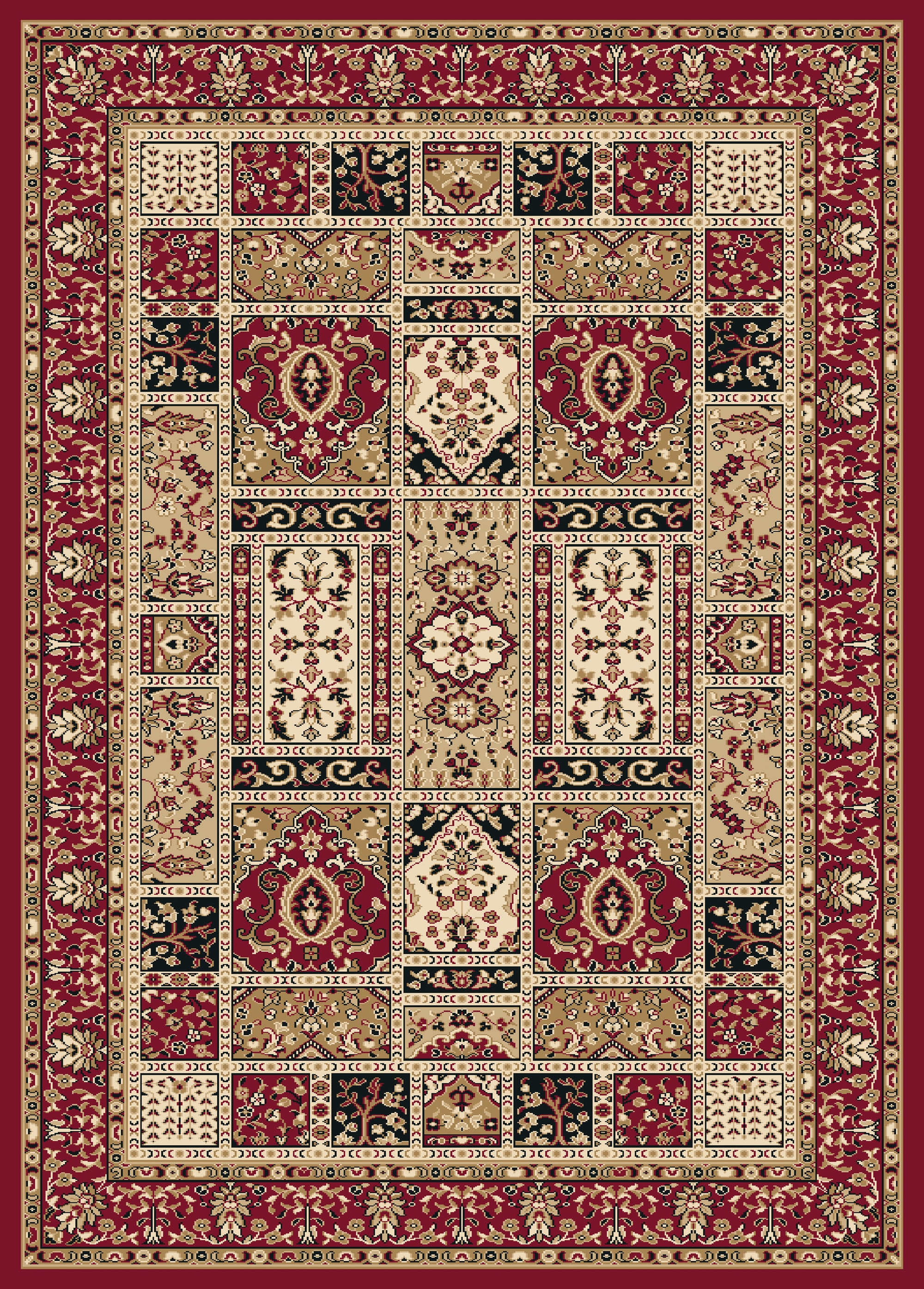 Traditional Red and Beige Synthetic 5' x 7' Kids Area Rug