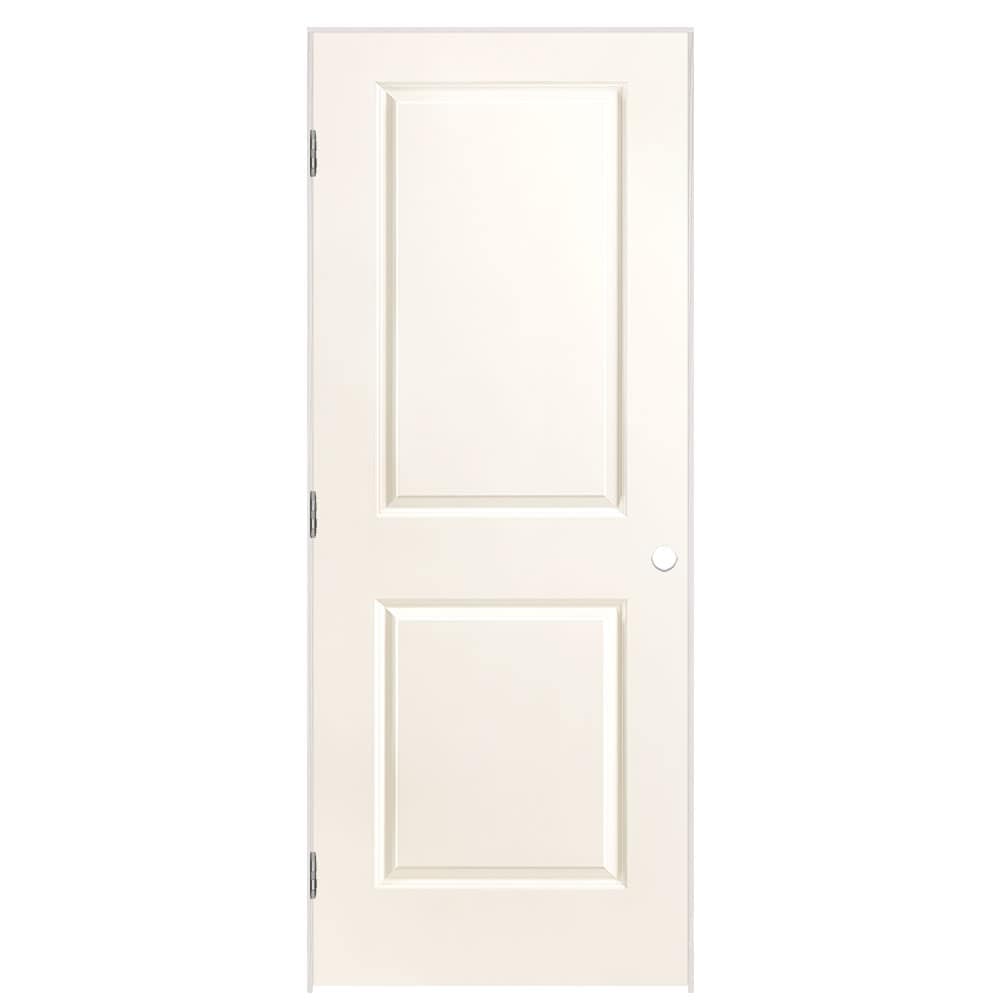 32-in x 80-in White Solid Core 2-panel Square Right Hand Smooth Prefinished Molded Composite Flat Jamb Single Prehung Interior Door | - Masonite 1316044