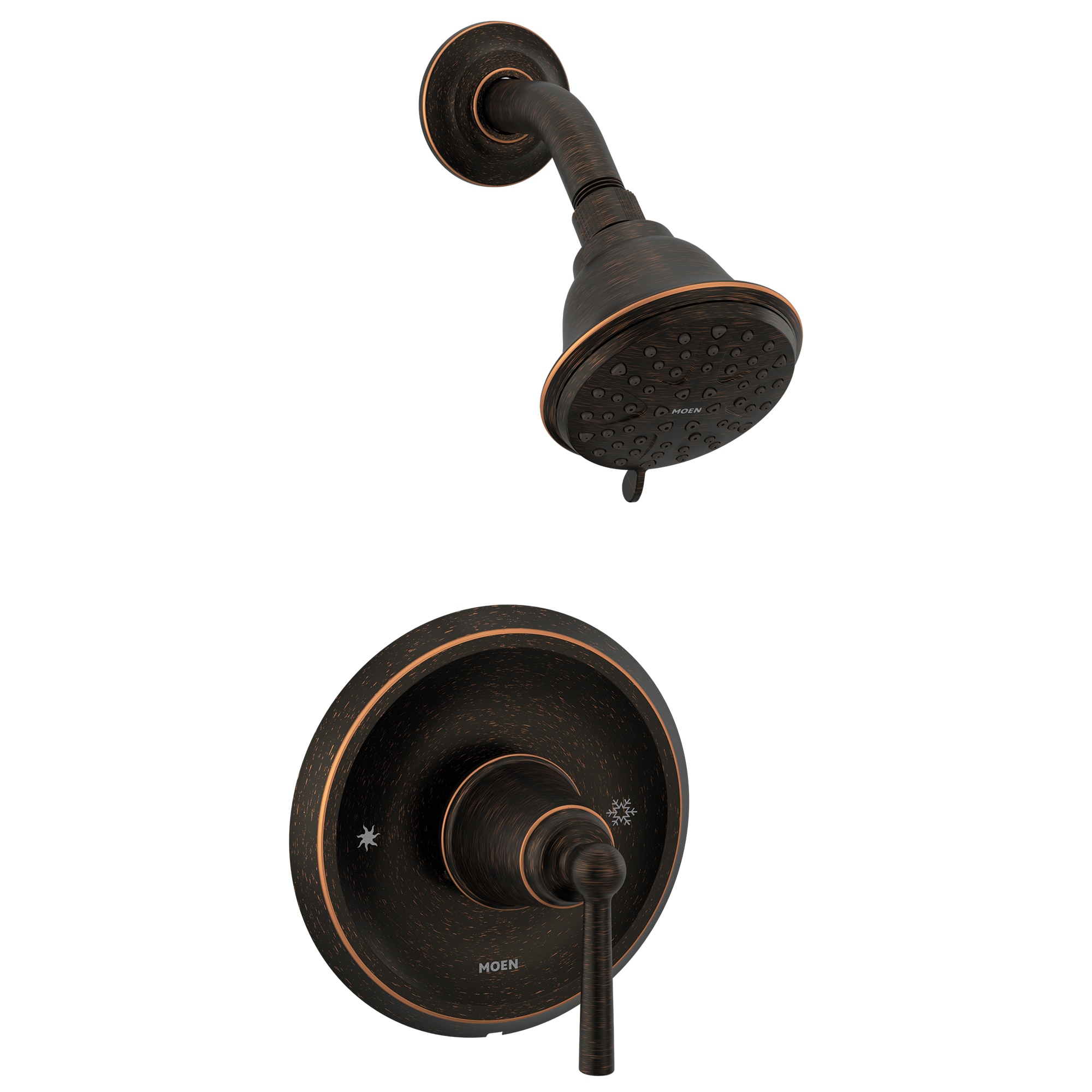 Moen Caldwell Mediterranean Bronze 1-handle 3.88-in Round Shower Faucet with Valve (Multi-function)