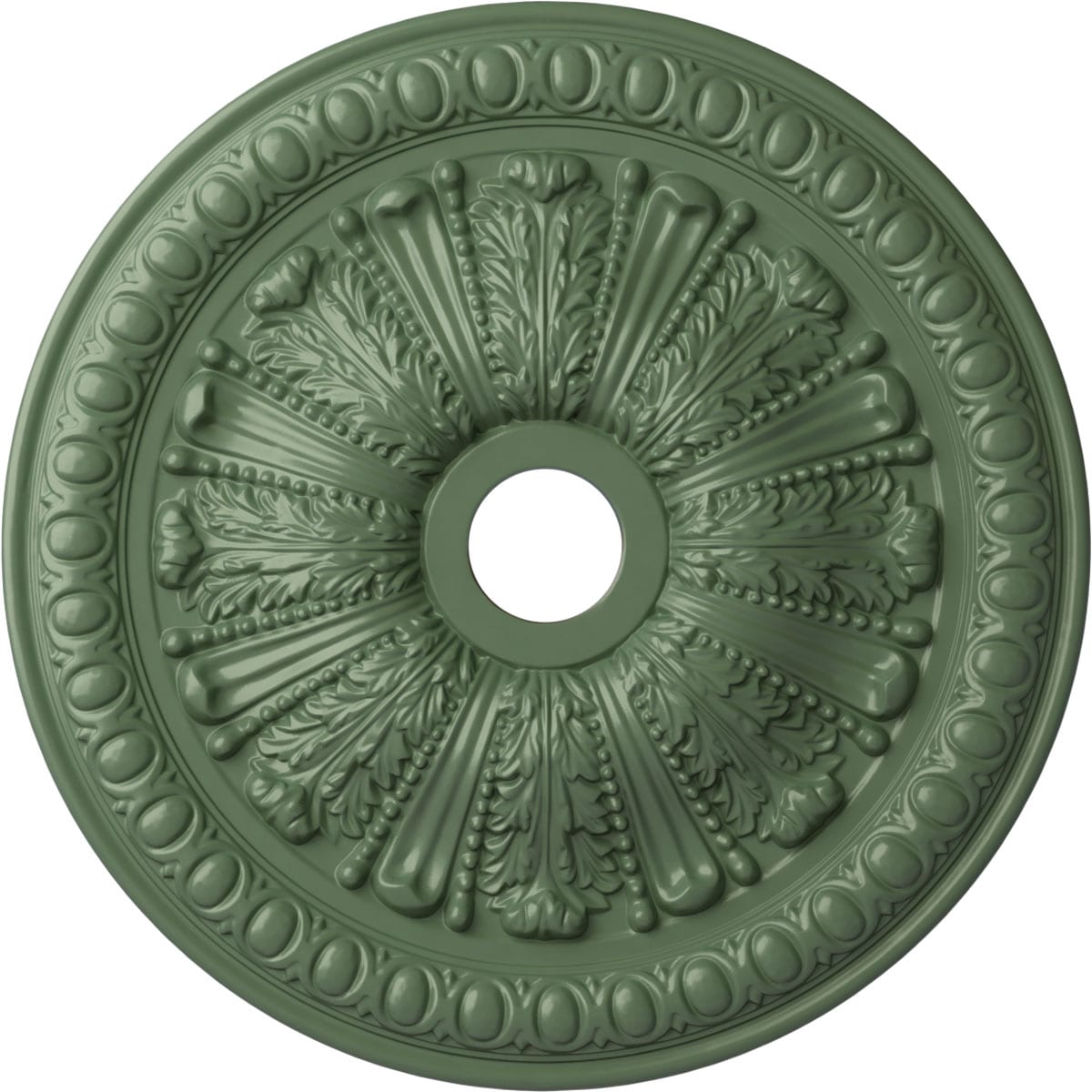 Ekena Millwork CM27TOAGF Tomango Egg and Dart 27.875-in W x 27.875-in L Painted Athenian Green Polyurethane Whole Ceiling Medallion