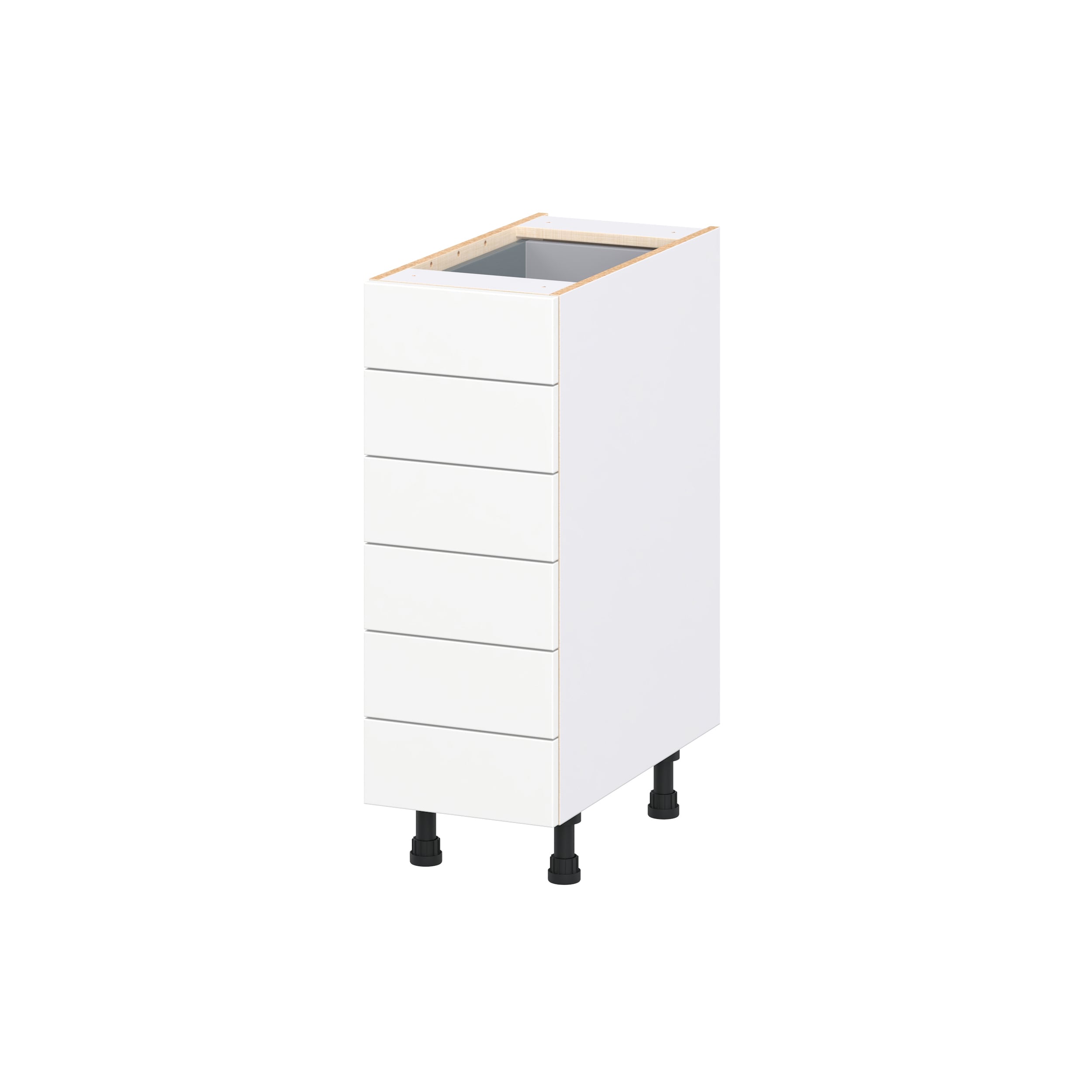 Hugo&Borg DSB6D12-RM Rosemont 12-in W x 34.5-in H x 24.5-in D Bright White 6 -Drawers Drawer Base Fully assembled Cabinet Recessed Panel Slab