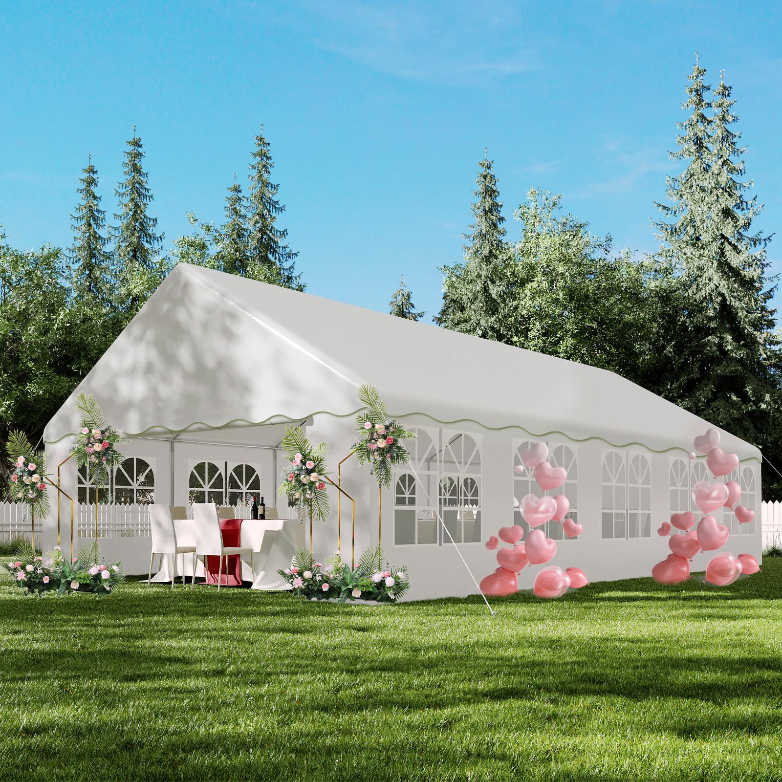 Garvee 20'x32' Party Tent Heavy Duty Wedding Tent Event Shelter With Removable Sidewall Outdoor Gazebo Canopy for Birthday Party Wedding Event