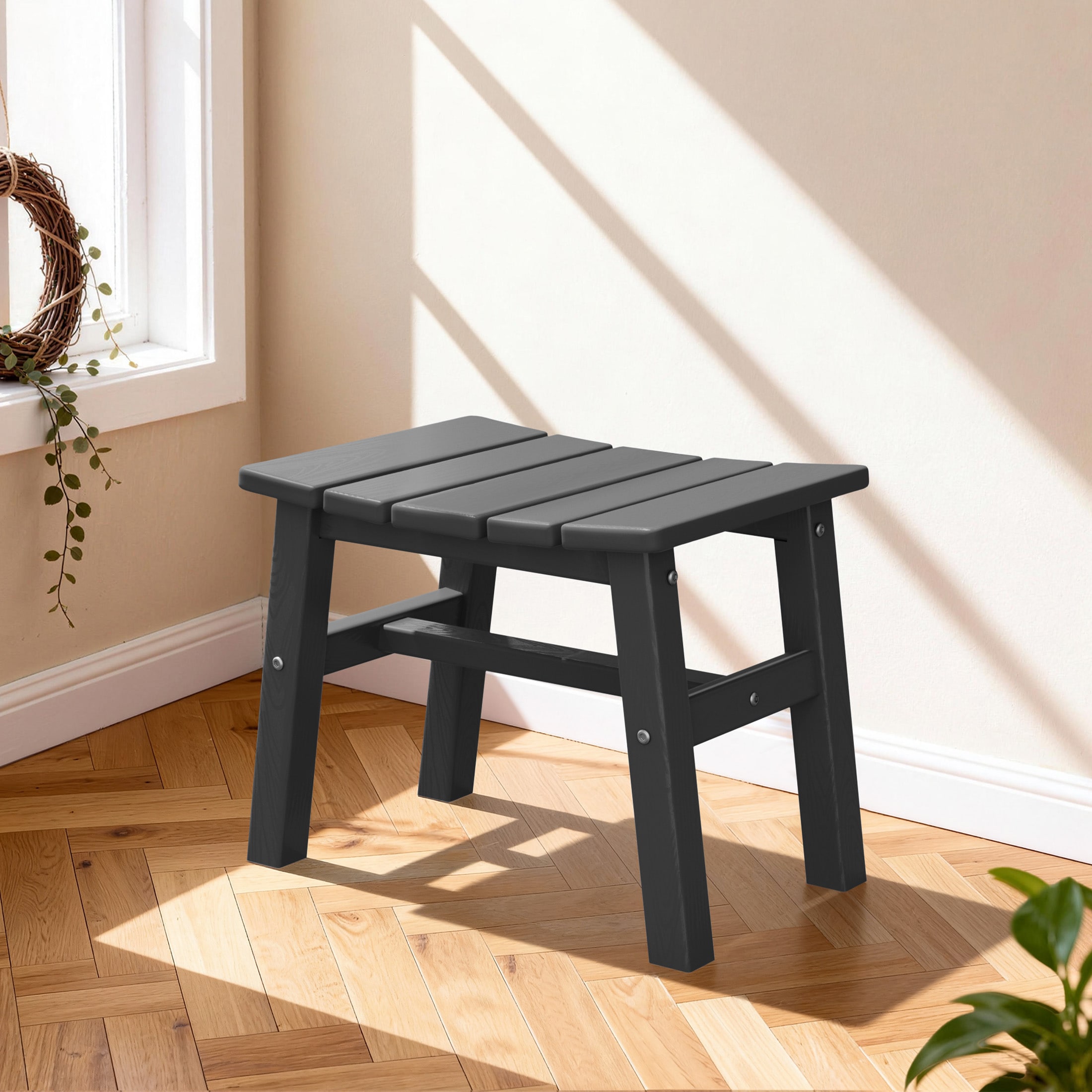 Serwall Patio Ottoman 16.73in-W Footrest Stool 2-in-1 Outdoor Footrest and Extra Seat Gray