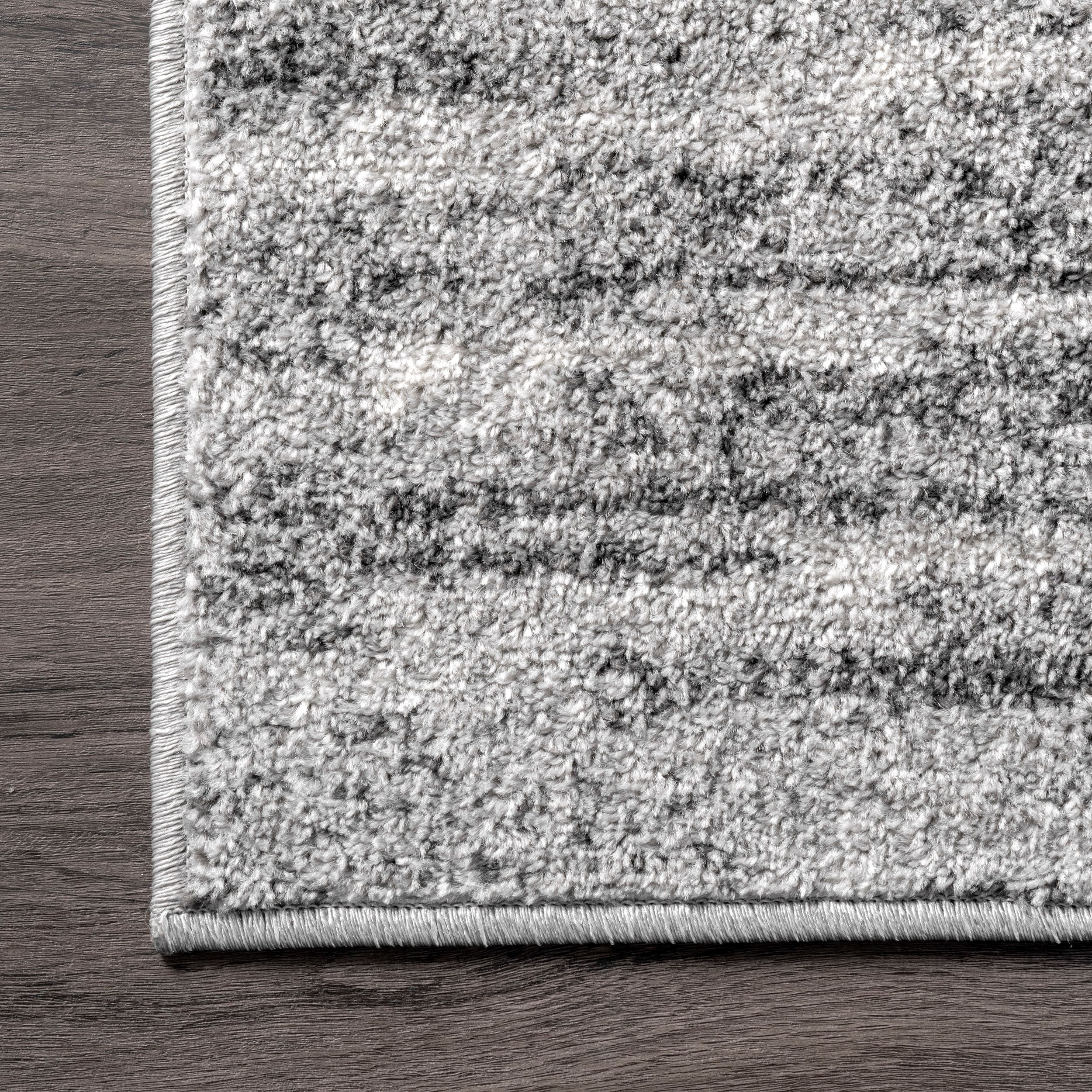 Gray Abstract Square Synthetic Easy Care Area Rug
