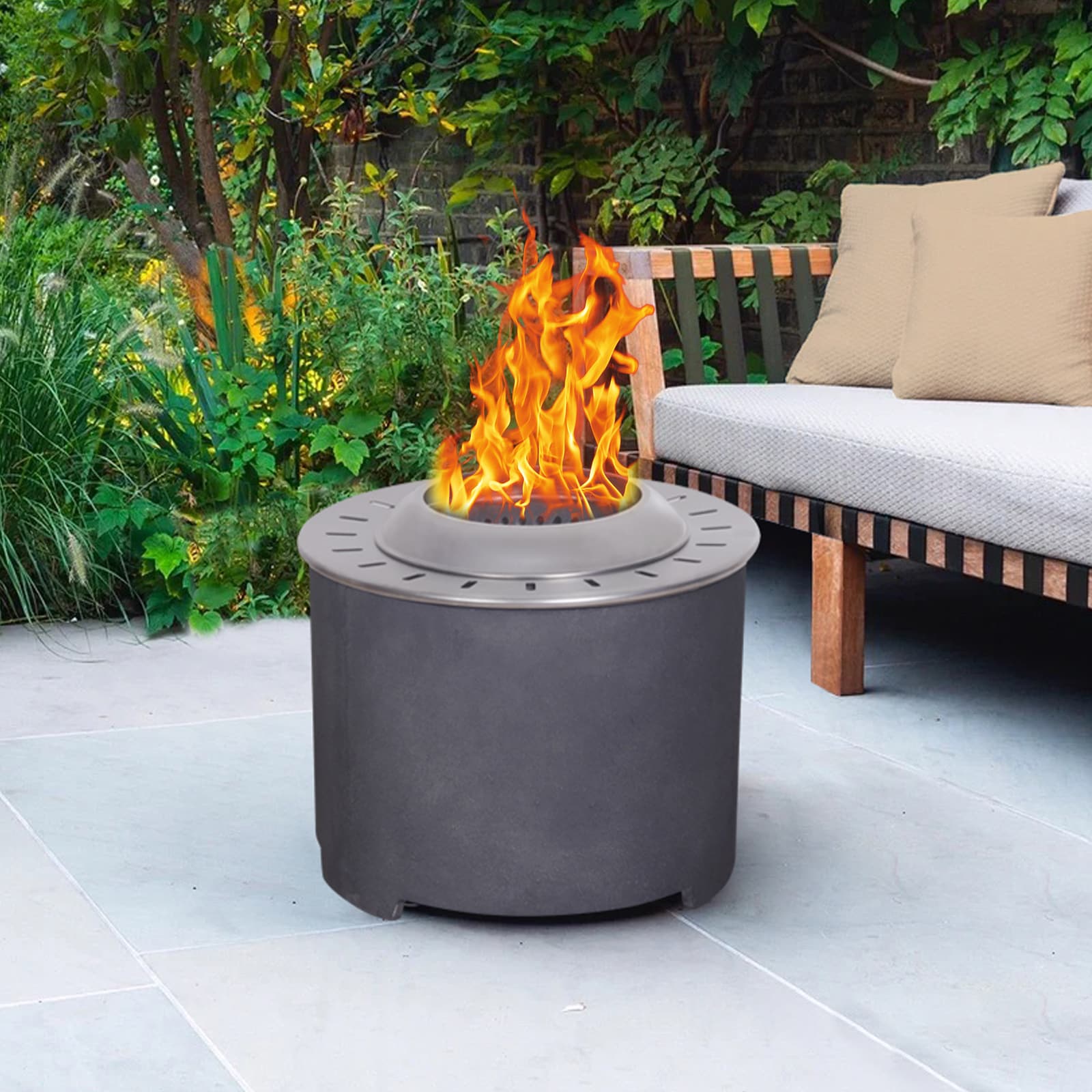 Xspracer ML-GFP106 20.5-in W Gray Magnesium oxide Wood-Burning Fire Pit