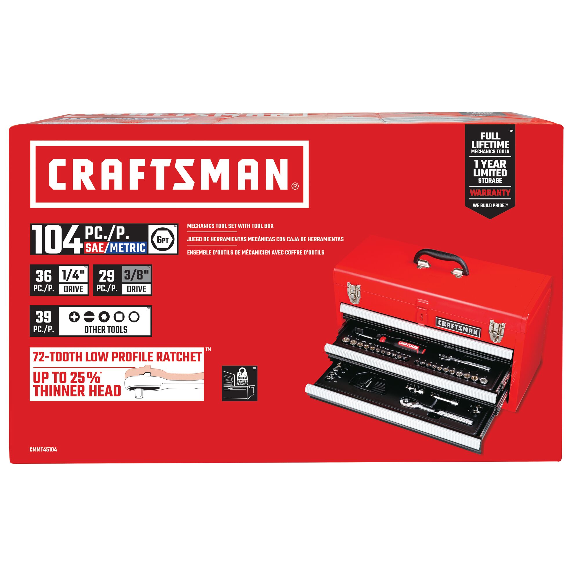 Craftsman 104 pc Mechanic's Tool Set - SAE 6 and 12 Point