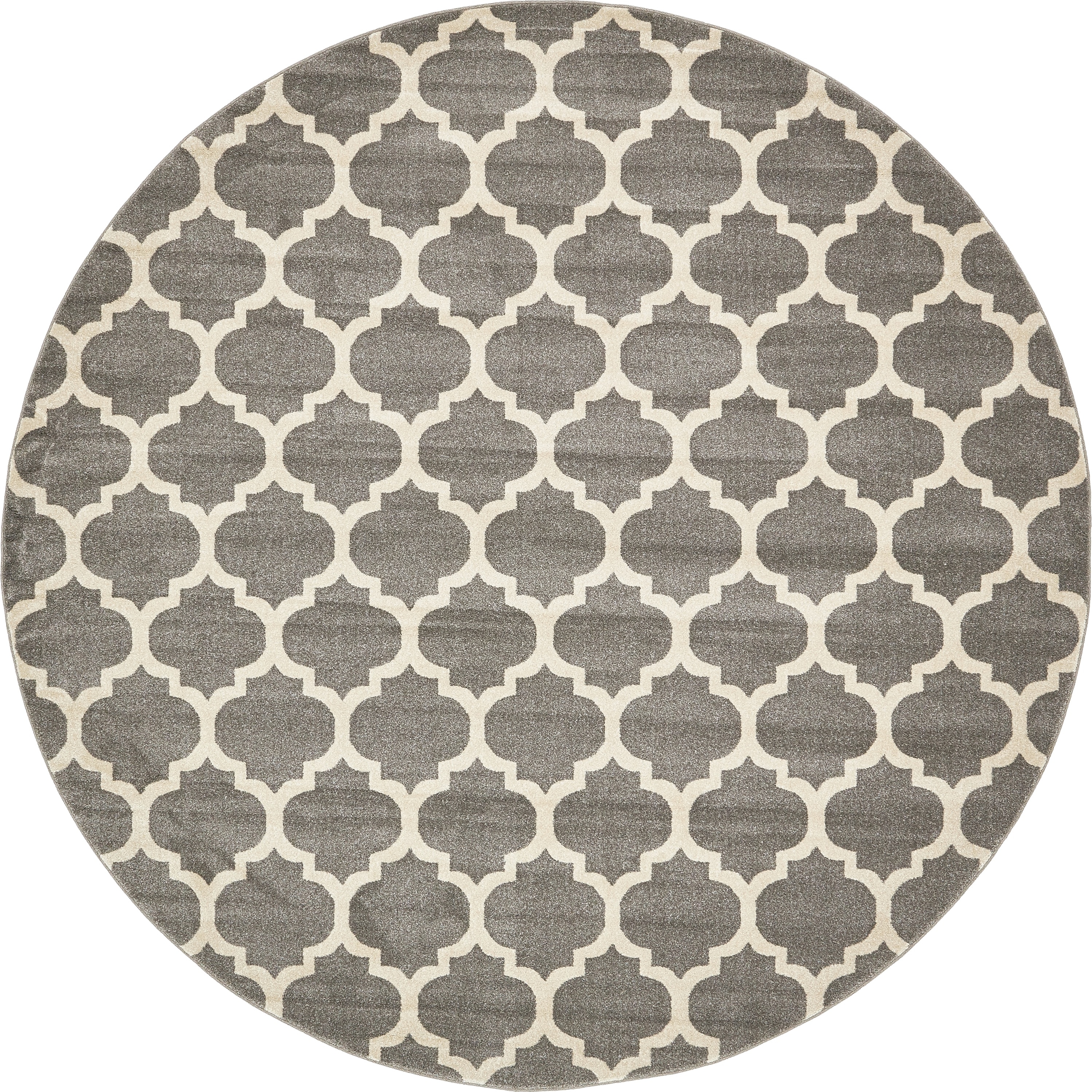 Unique Loom 3128627 Philadelphia Trellis 10 x 10 (ft) Loomed Polypropylene Gray/Beige Round Indoor Geometric Industrial Area rug