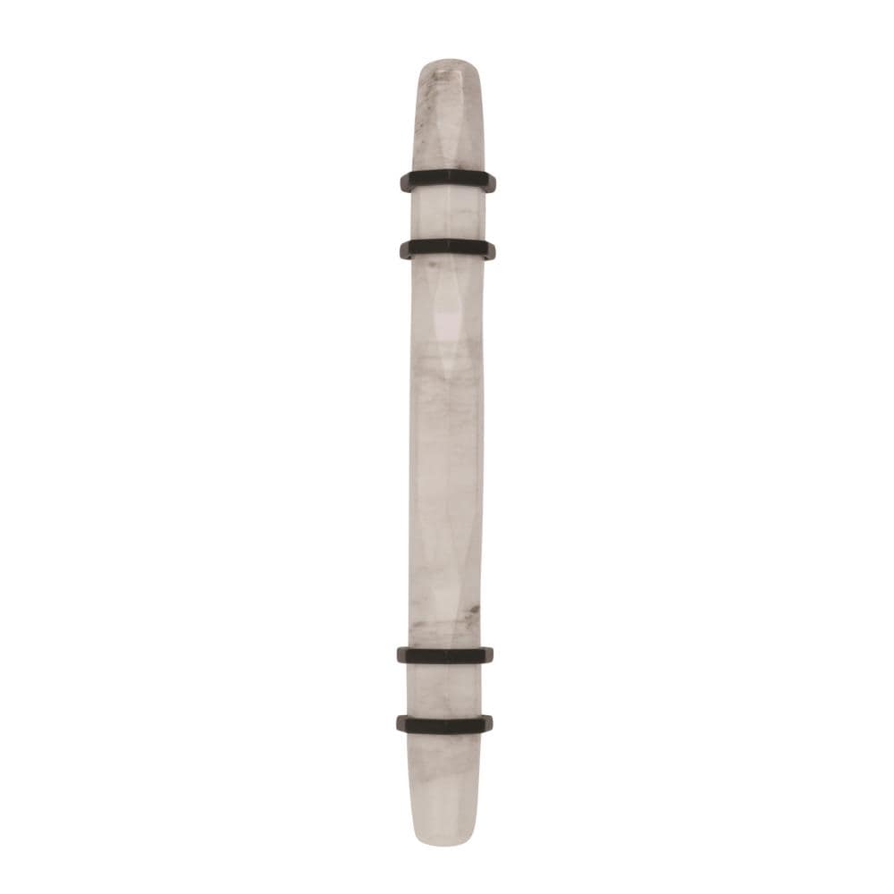 Amerock BP36648MWBBR Carrione 3-3/4-in , 96mm Center to Center Marble White/Black Bronze Cylindrical Bar