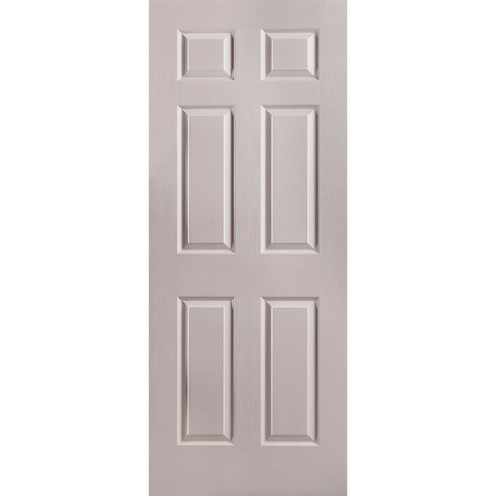 Masonite 1316619 Traditional 32-in x 80-in Driftwood 6-panel Textured Hollow core Prefinished Molded composite Slab Door