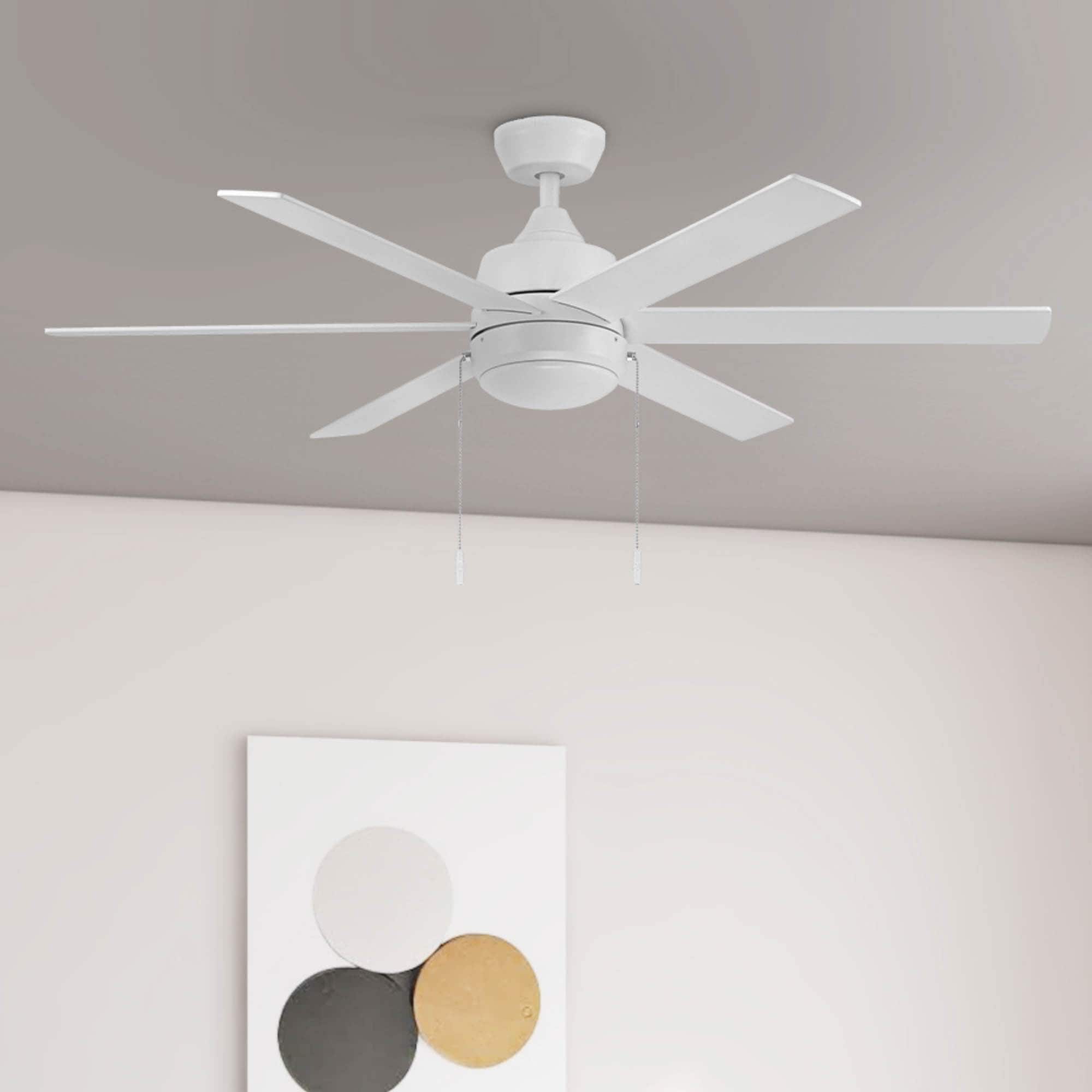 Harbor Breeze 43298 Covedale 52-in Color-Changing Outdoor White with White/White Barnwood Blades Ceiling Fan With Light ( 6 -Blade )