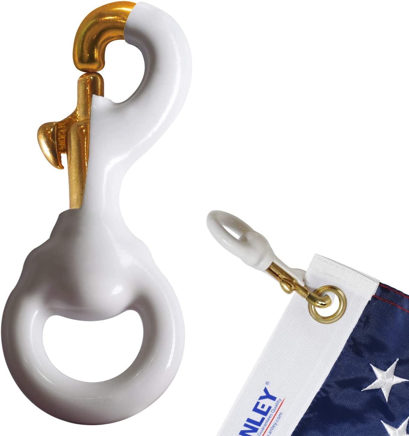 Swivel CLIP 2" 1 Brass Metal Flag Pole Clip Snaps Hook Flag Pole Attachment 