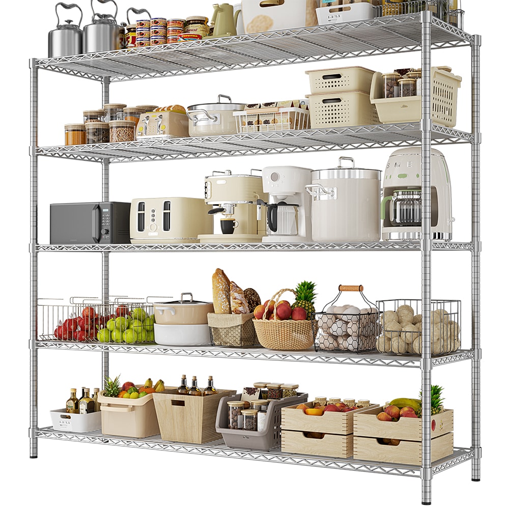 LOVMOR 5-Tier 60 in W x 82 in H x 24 in D Height Adjustable Garage Wire Shelving Unit