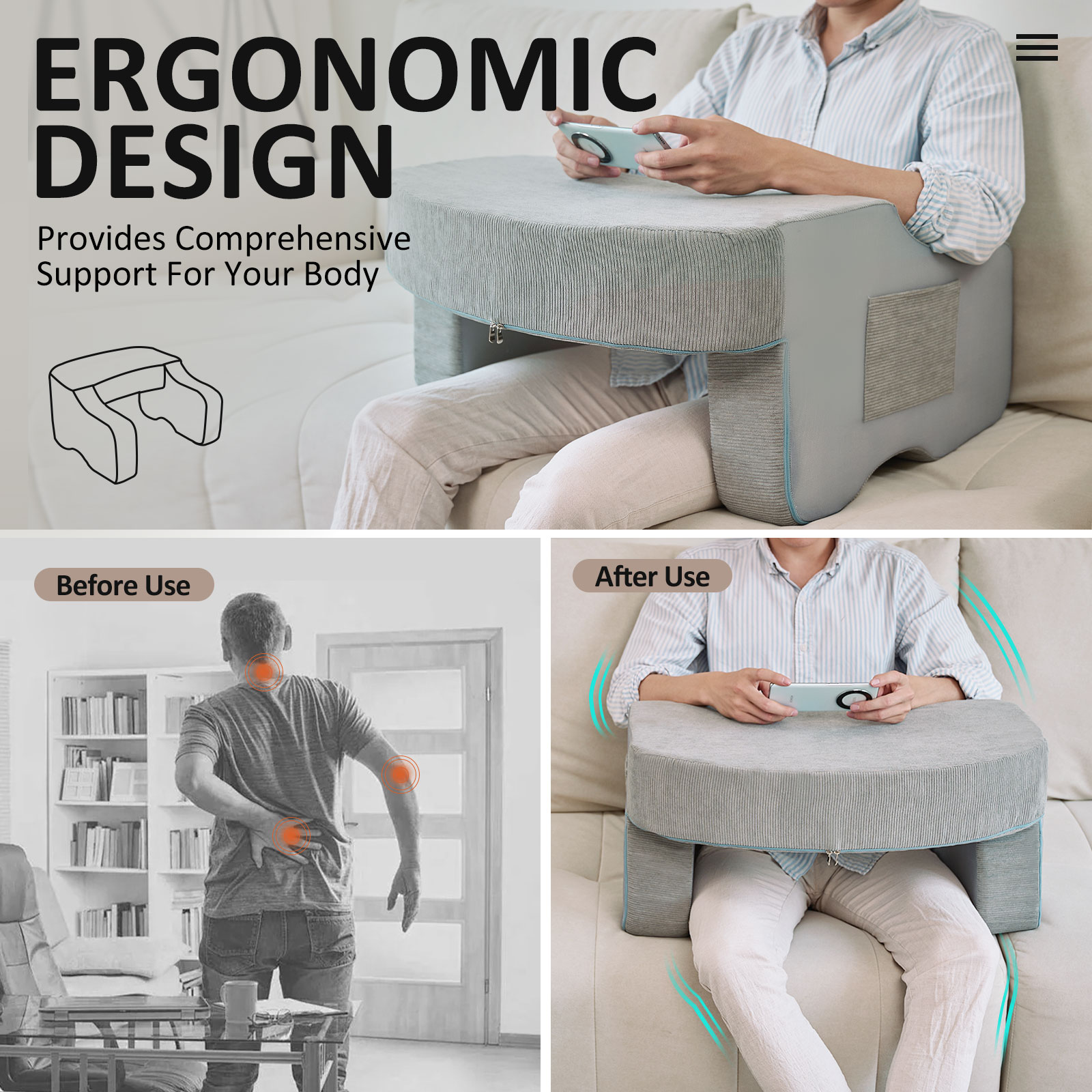 Esazn I1600220-GY-M Orthopedic-Pillows-Cushions - View #3