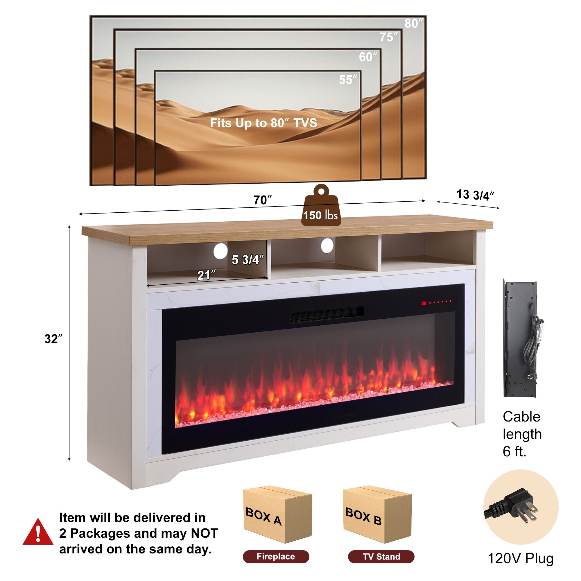 Clihome BL-JHGMA136-WH Electric-Fireplaces - View #10