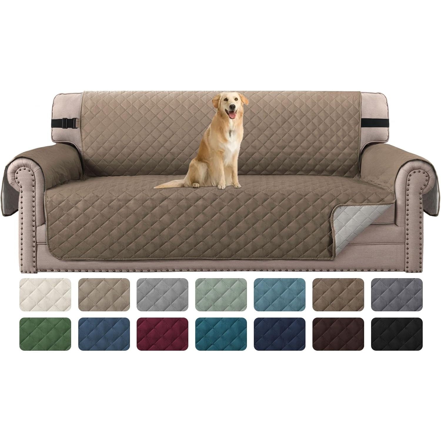 H.Versailtex -  Reversible WaterRepellent Chair Slipcover Taupe BrownBeige Pet Furniture Protecto...
