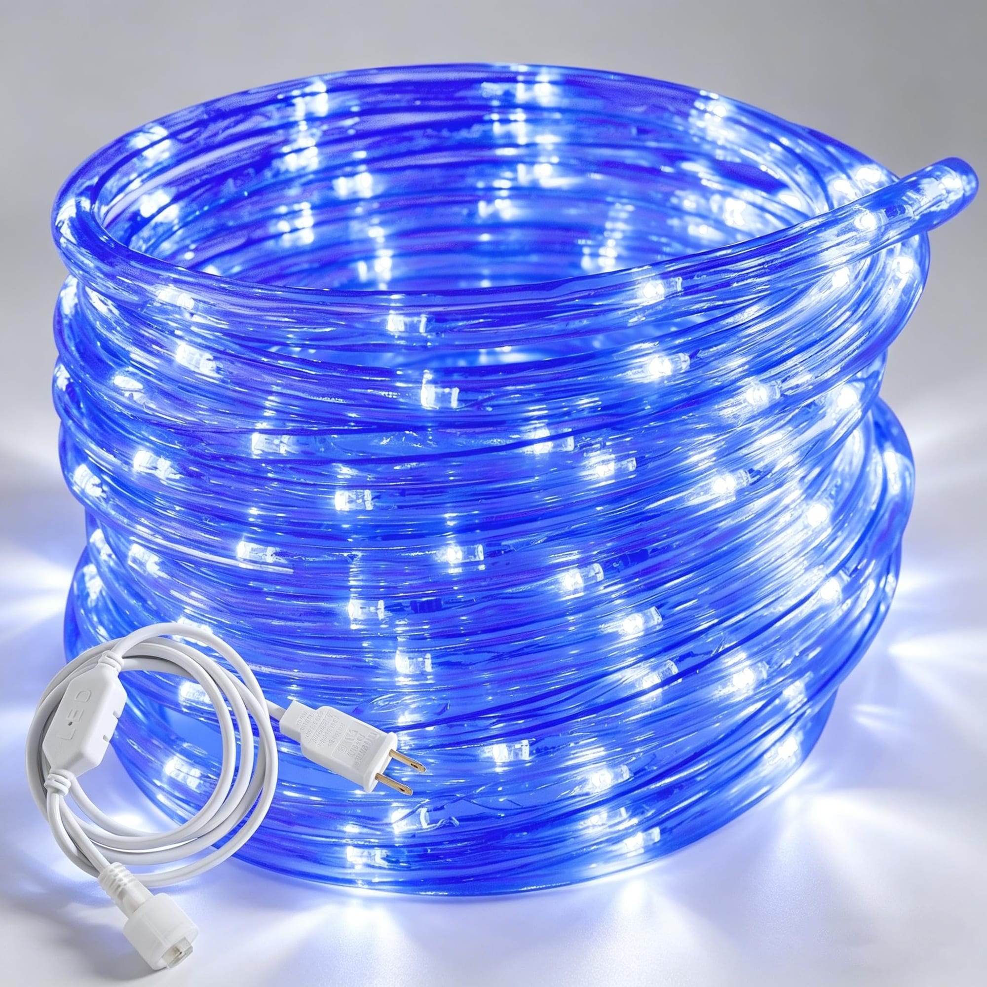 AKSCYZM  110V LED Waterproof Rope Lights Connectable for Indoor and Outdoor Use Transparent Tube Lighting Blue 50ft durable home and garden