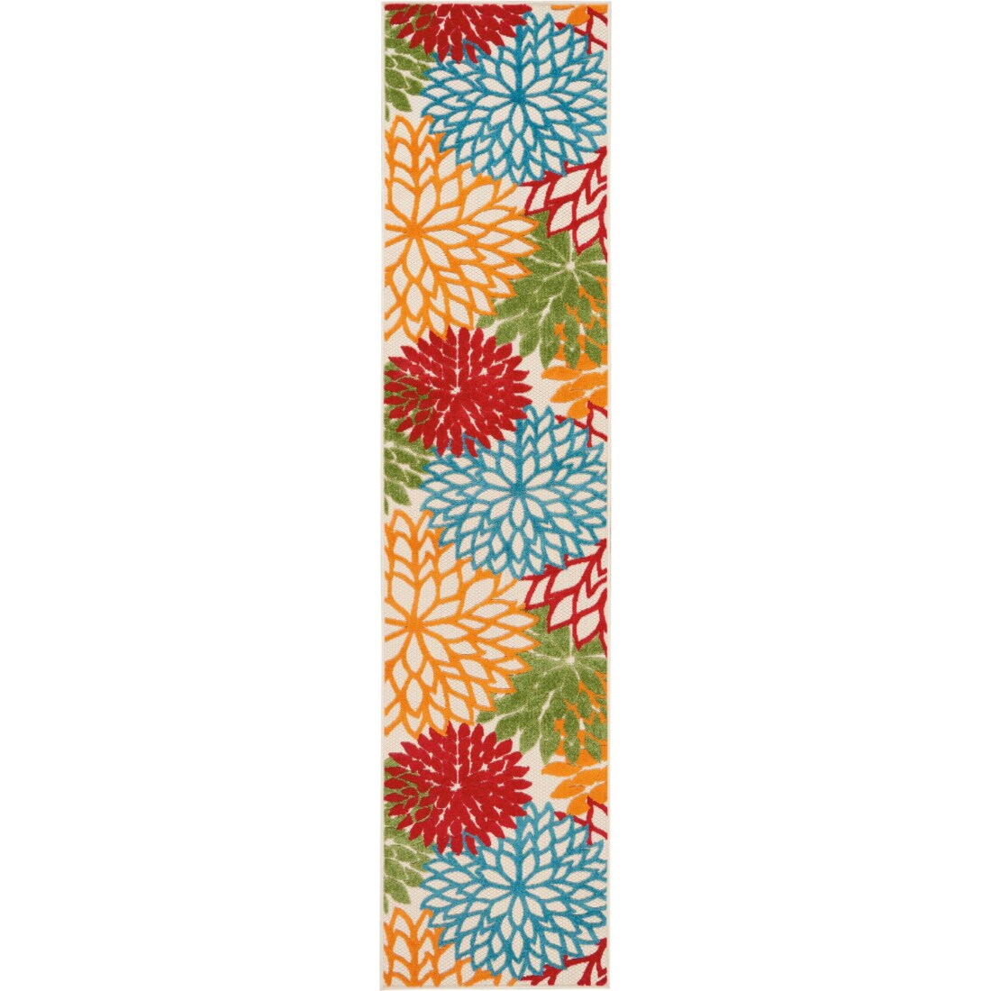 HomeRoots 4000384604 2 x 10 (ft) Polypropylene Green Rectangular Indoor/Outdoor Floral Runner rug