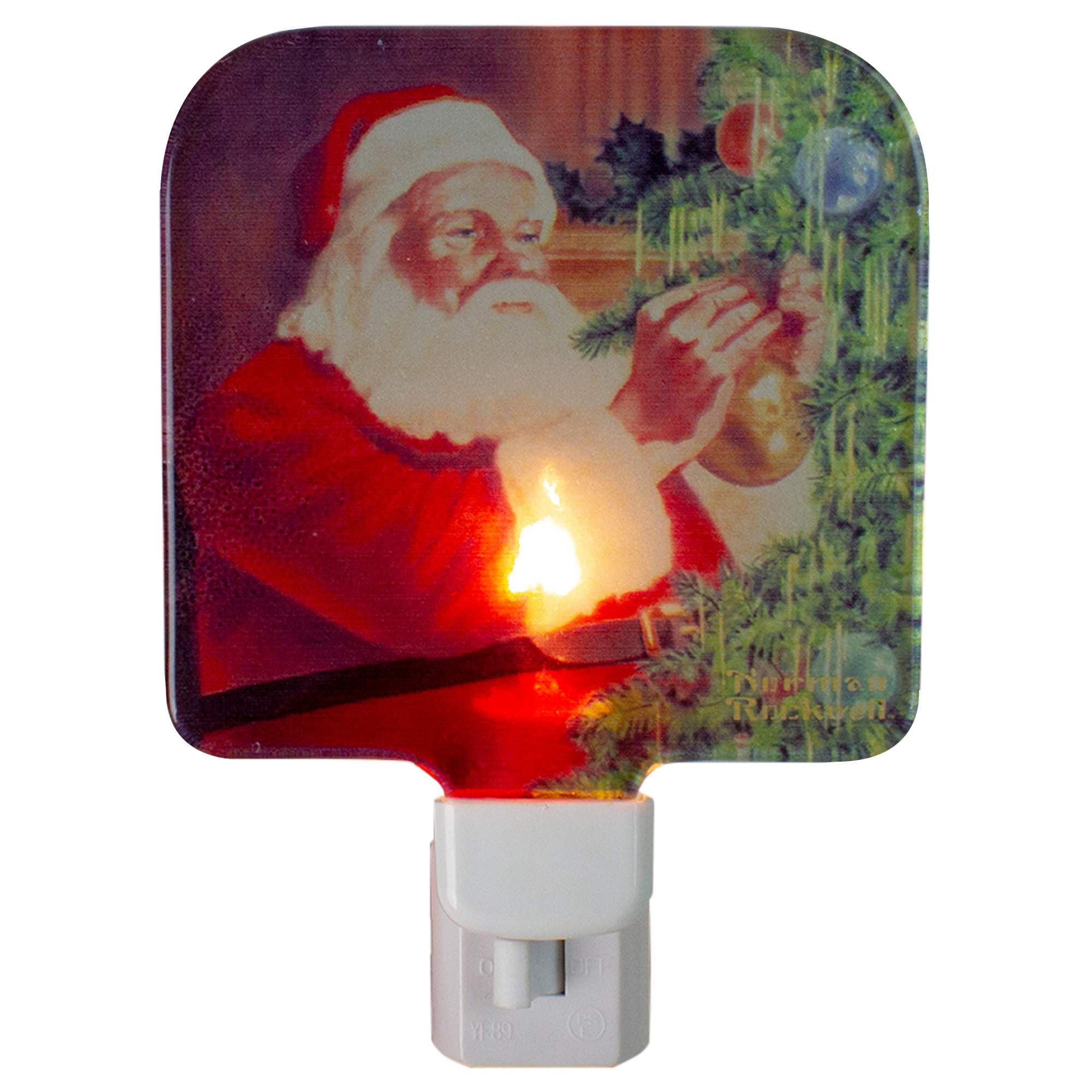 Northlight - Norman Rockwell 'Santa Trimming Tree' Glass Christmas Night Light - 4 inch