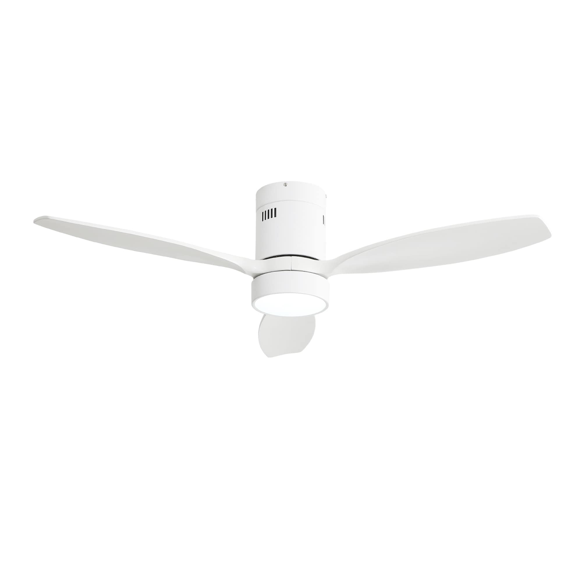 SINOFURN SYB570107NK 52-in Color-Changing Integrated LED Flush Mount White with Finished Blades Ceiling Fan With Light - Remote Included ( 3 -Blade )