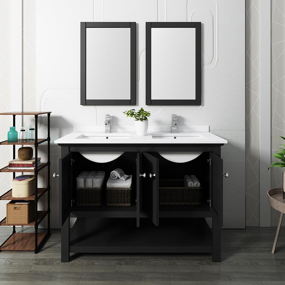 Fresca Cambria 48-in Black Undermount Double Sink Bathroom Vanity with ...