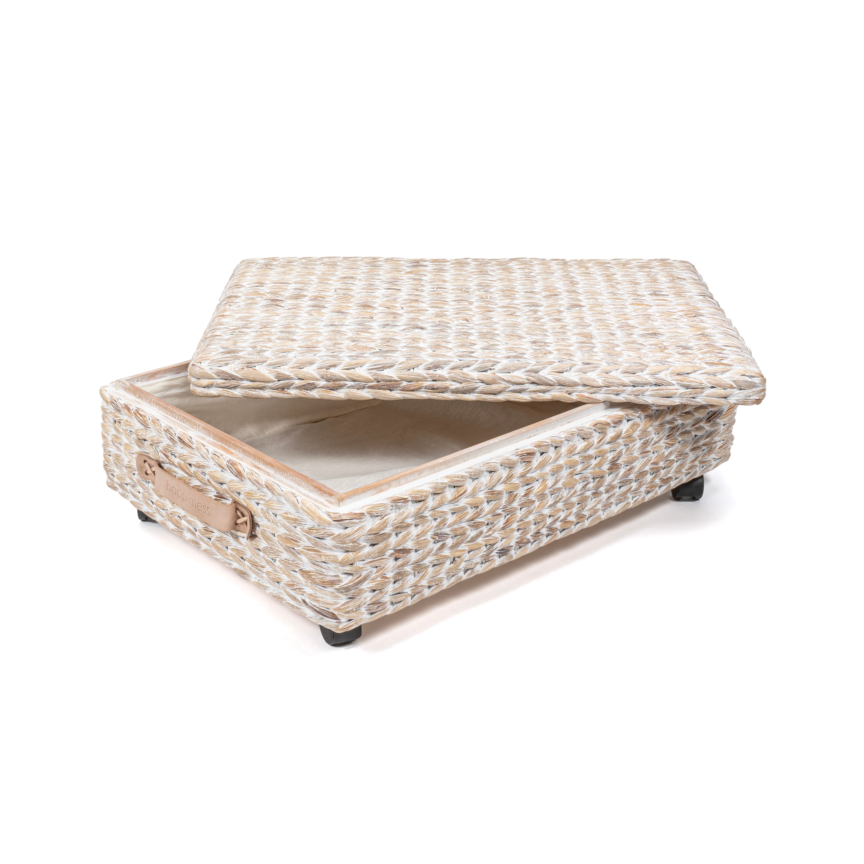happimess BSK1006C ( 26.5-in W x 9-in H x 18.5-in D ) White Wash Water hyacinth Basket