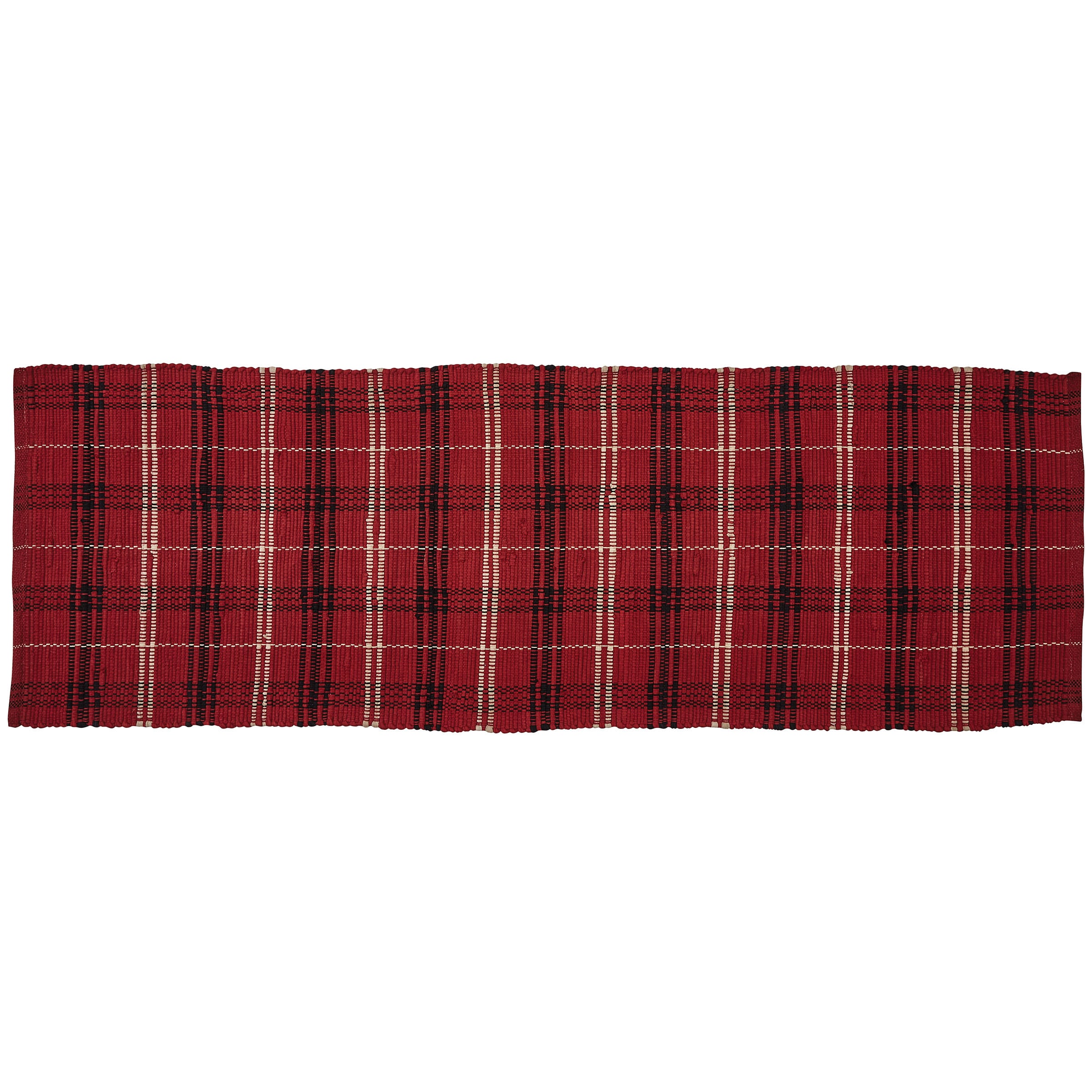 Park Designs 4962-251  Farmhouse Red Plaid Chindi Rag Rug Runner 2 ft x 6 ft