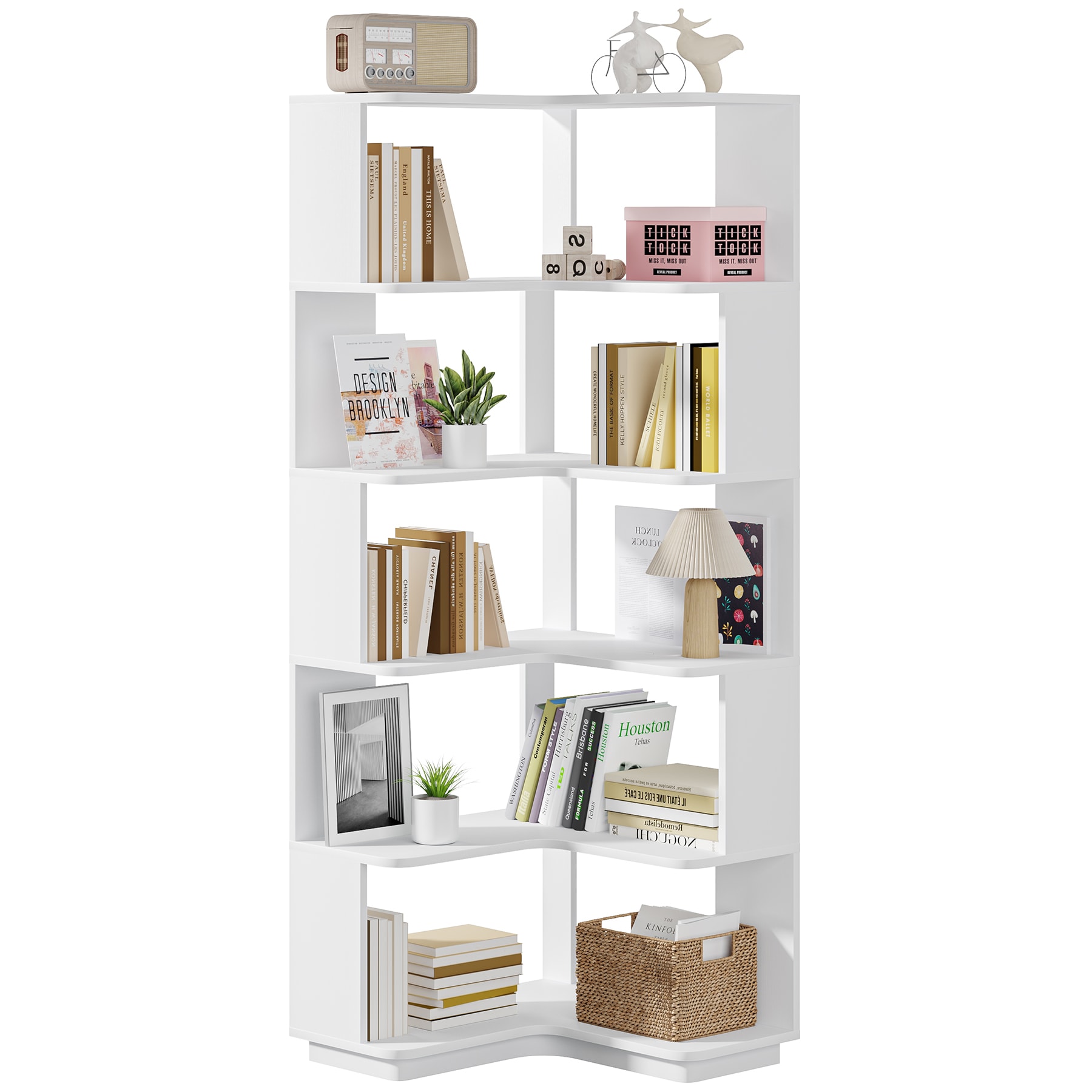 Tribesigns Modern Bookcase, 5-Shelf Storage Organizer Bookshelf with  14-Cube Display Book Shelf for Home Office, Living Room and Bedroom (White)