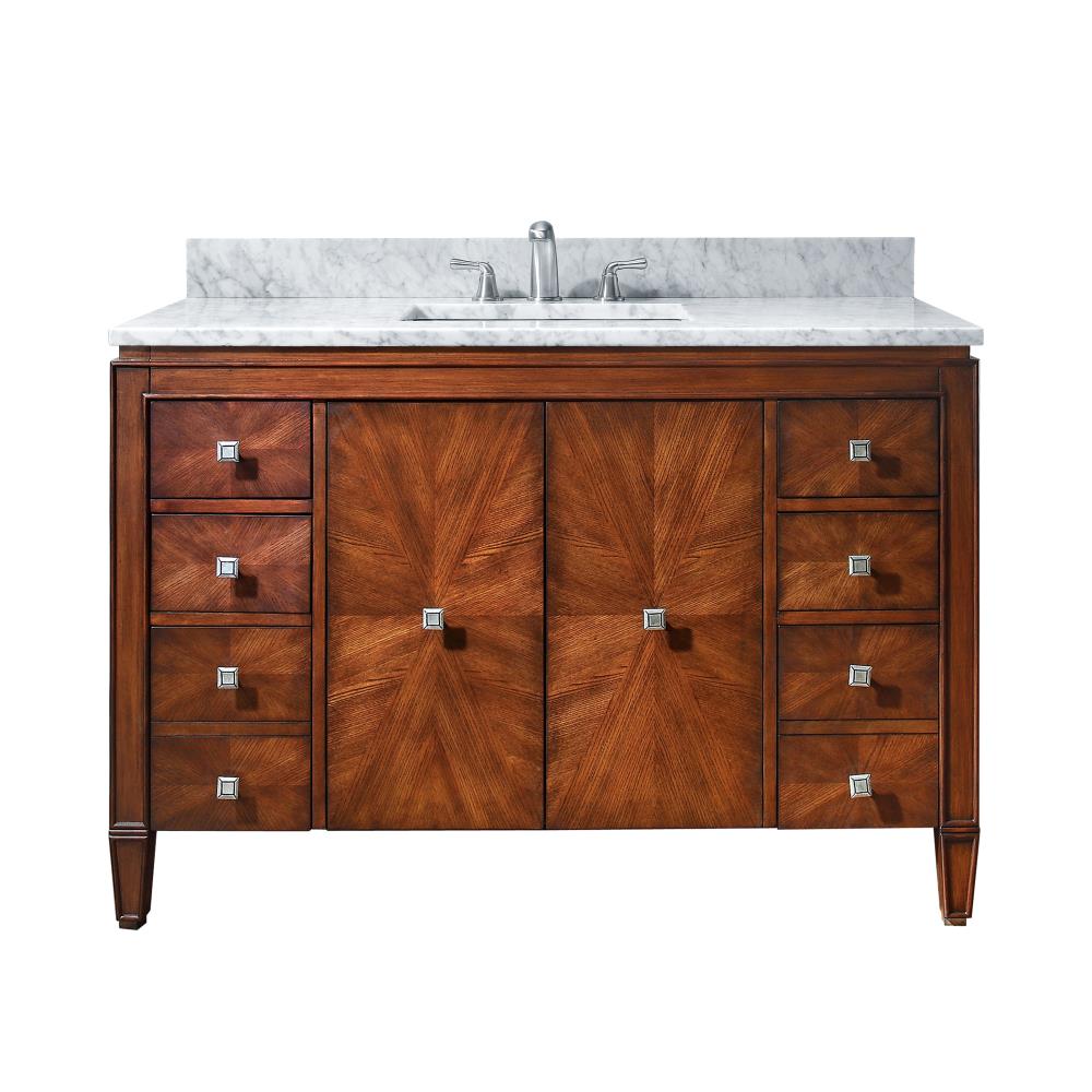 Avanity BRENTWOOD-VS49-NW-C Brentwood 49-in New Walnut Undermount Single sink Bathroom Vanity with White Natural marble Top