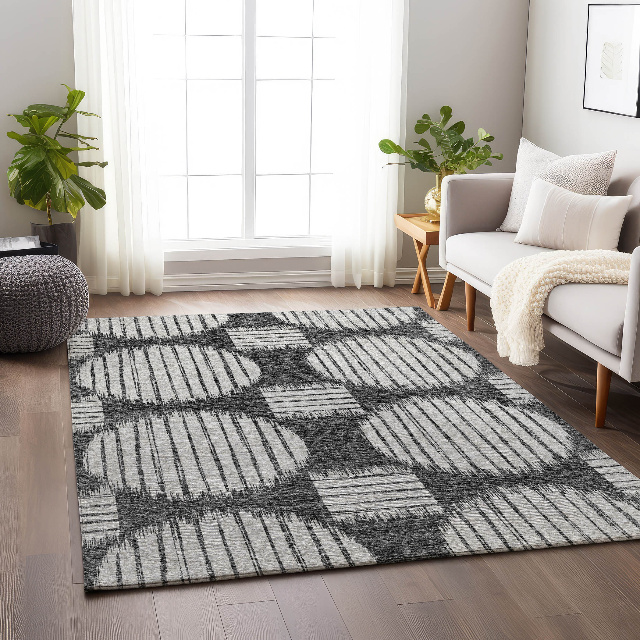 Addison Rugs AMF119GR3X5 Mayfield AMF119GR 3 x 5 (ft) Loomed Polyester Gray Rectangular Indoor Geometric Machine washable Area rug