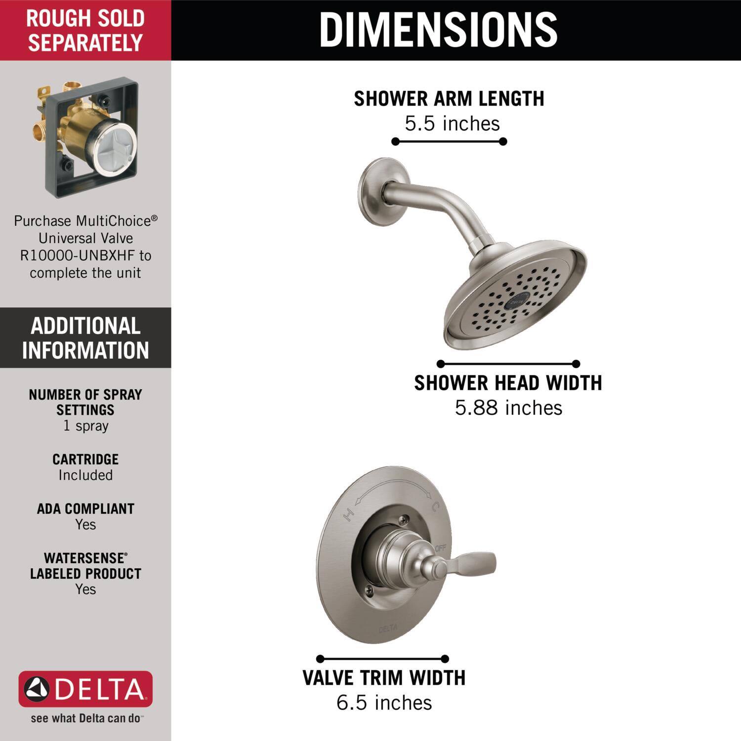 Delta Woodhurst Stainless 1-handle Single Function Round Shower Faucet ...