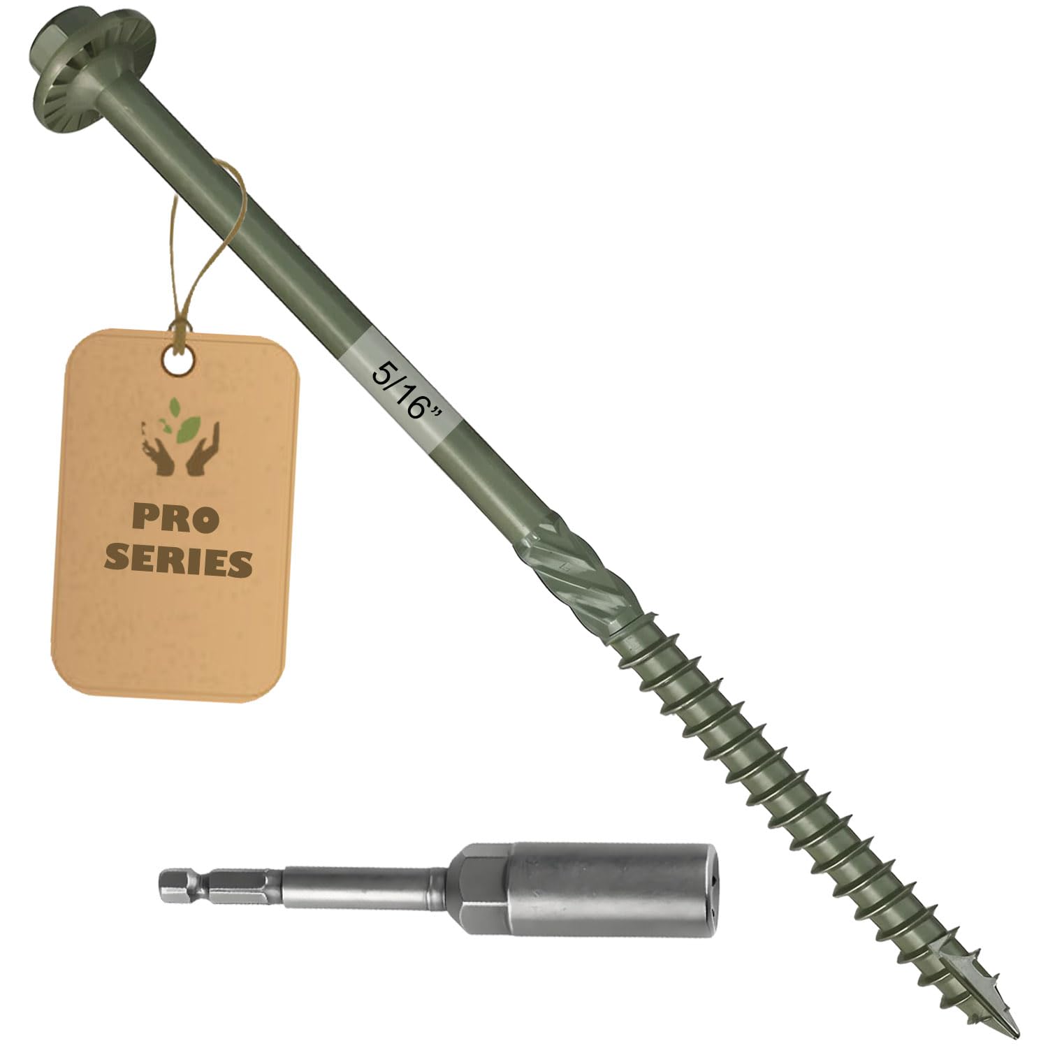 Phyfalip  40PCS Timber Screws 5 16 X 14 Inch Heavy Duty Green Coated Exterior Lag Structural Wood Screws for Landscaping Construction Beams Pole