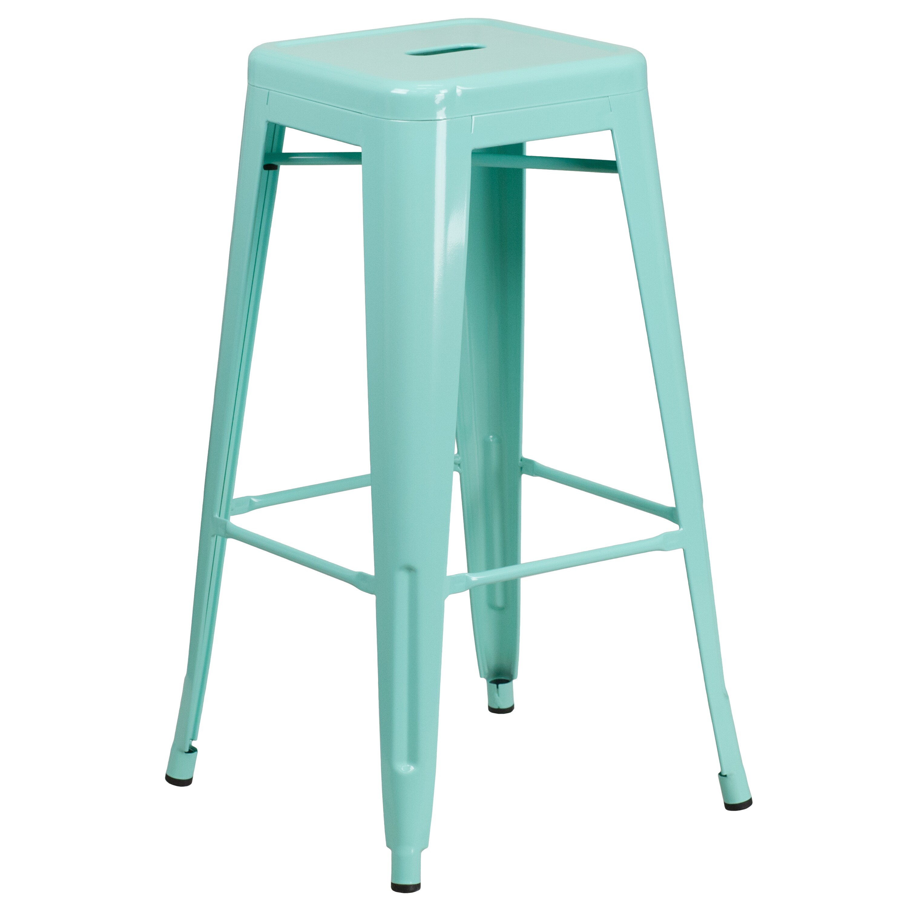 Flash Furniture 889142049784 Kai Mint Green 30.0-Inches H Bar height Square seat Stackable Metal Bar Stool