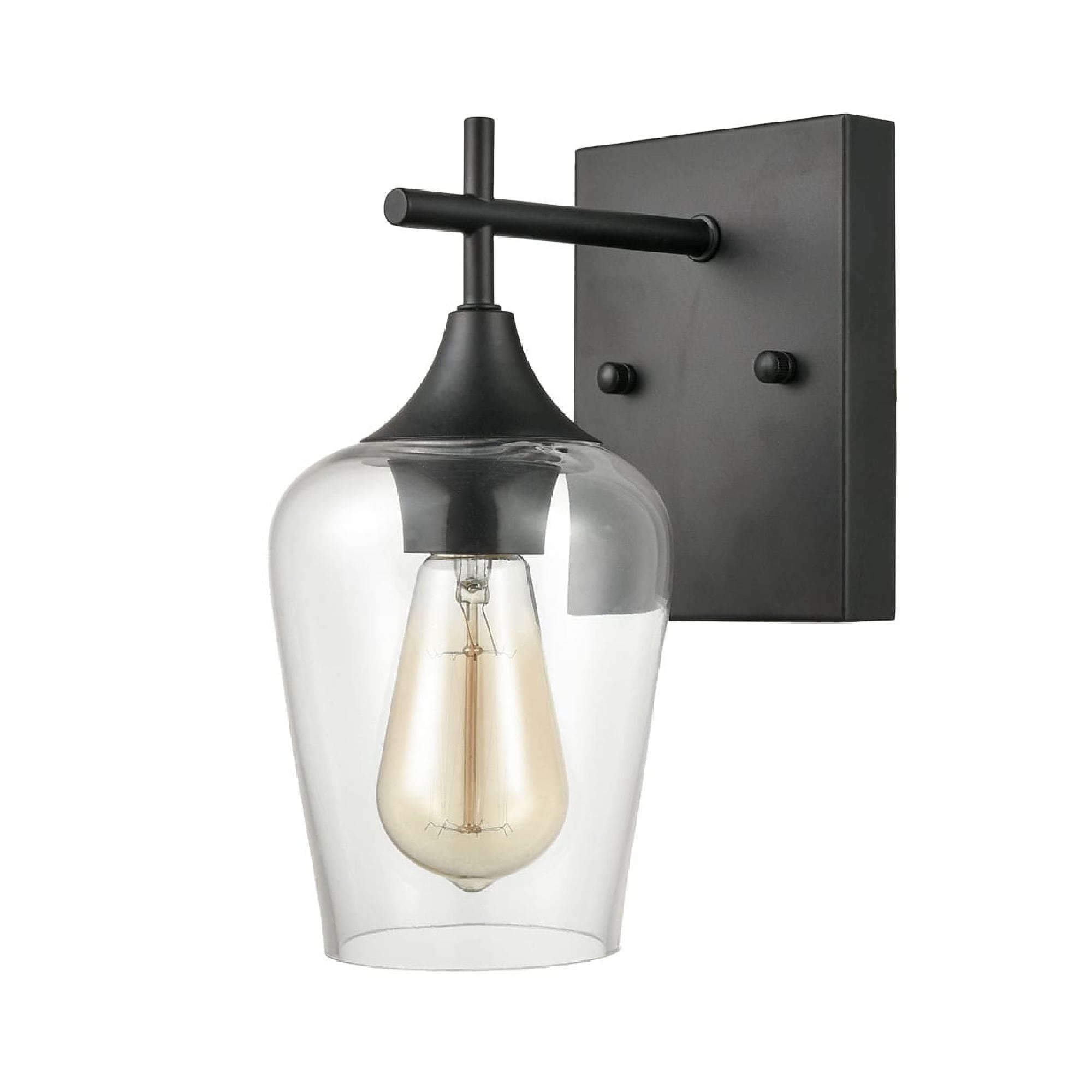 Matte Black Clear Glass Industrial Wall Sconce