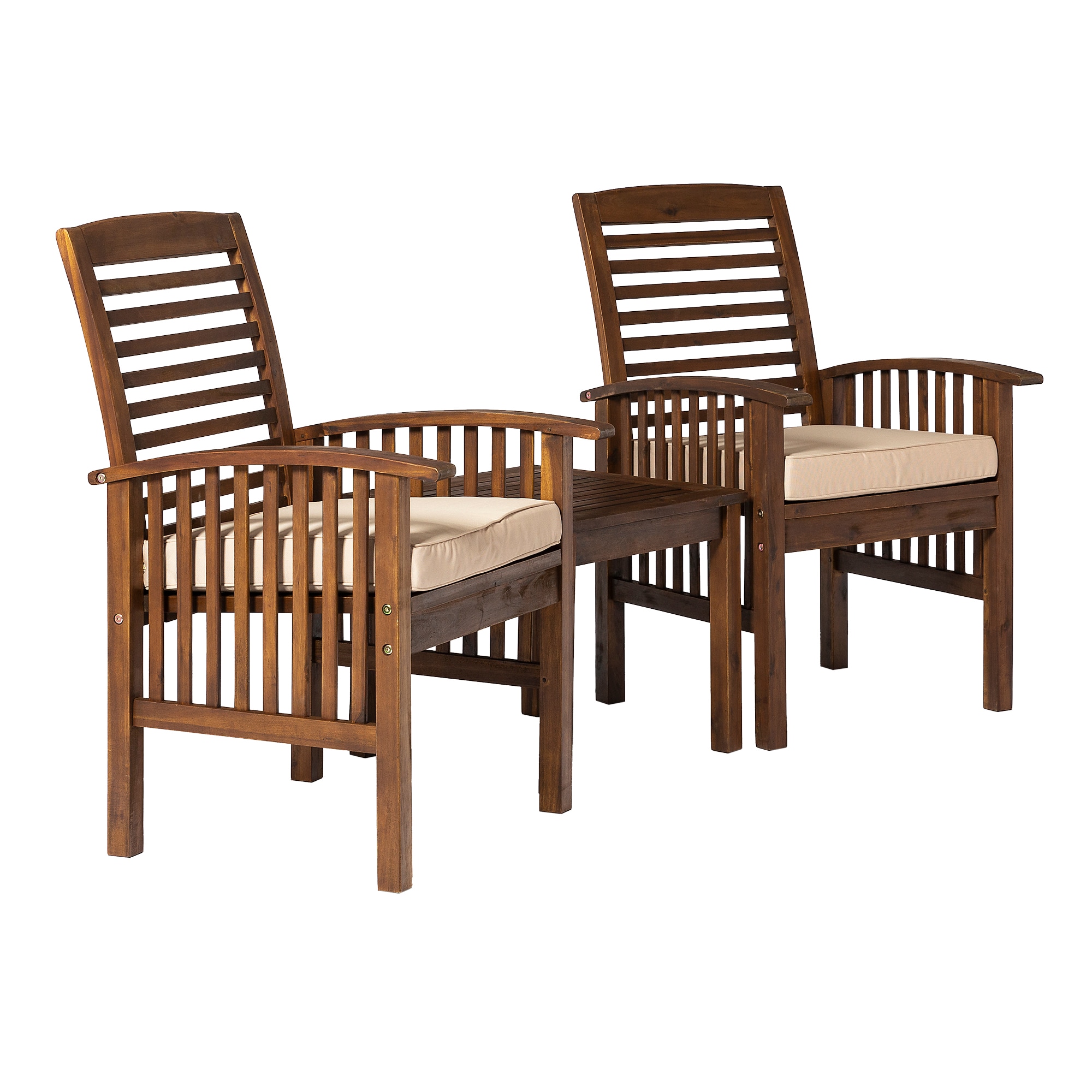 Walker Edison LWWC3CGDB 3 -Piece Patio Conversation Set with Off-white Cushions