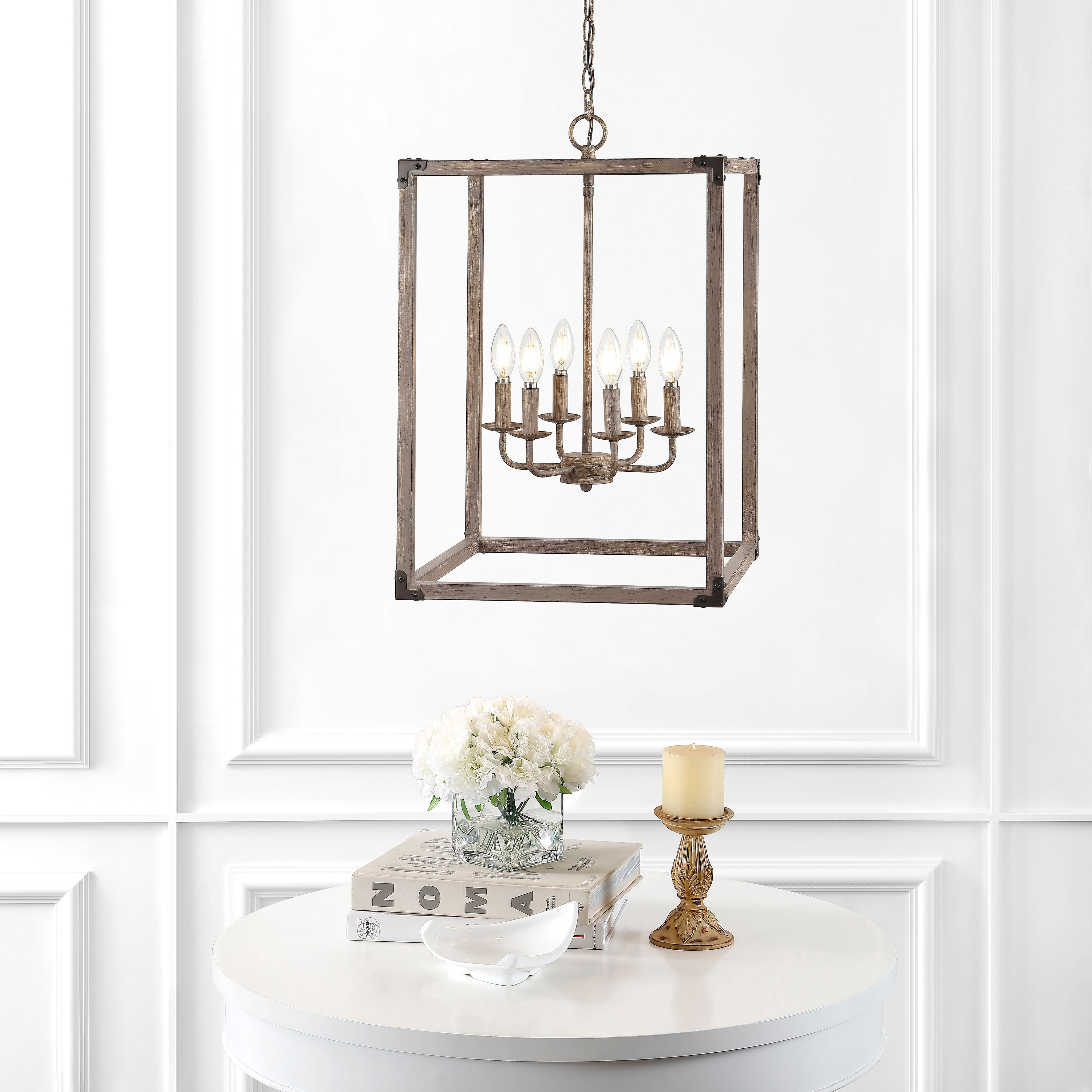 Rustic Farmhouse 16.2" Brown Iron LED Pendant with Edison-Style Bulbs