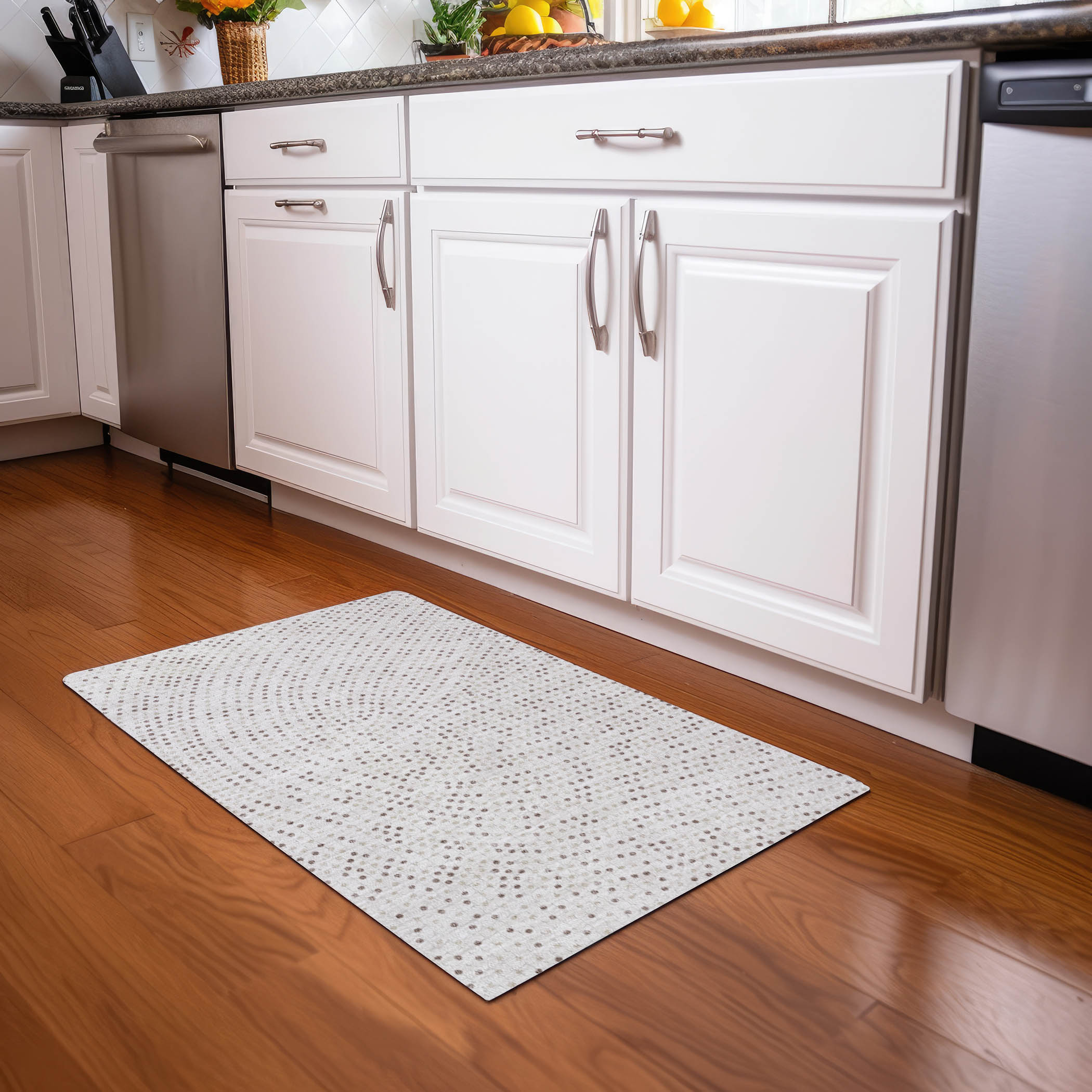 Ivory Synthetic Flat Woven Washable Rectangular Rug 1'8" x 2'6"