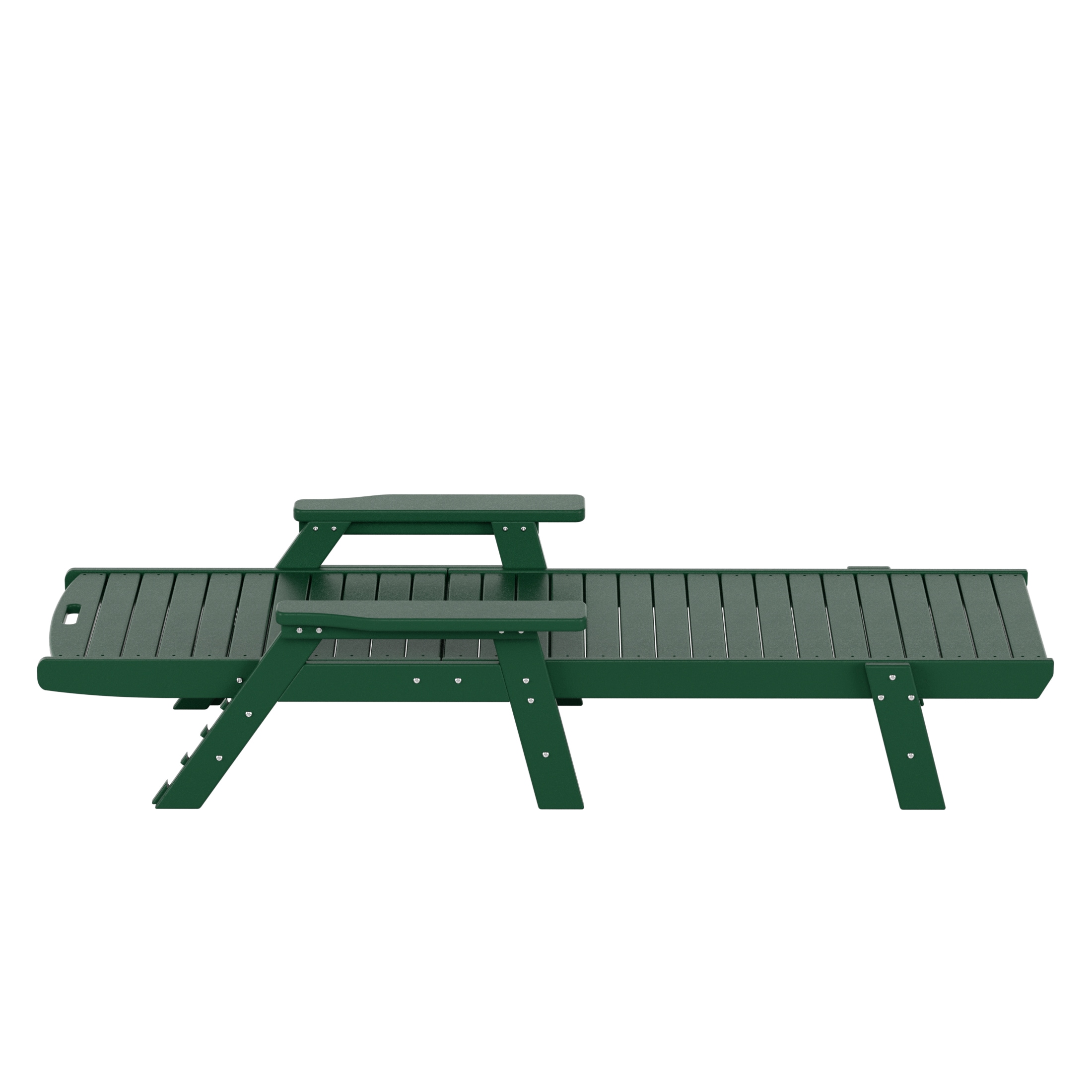 Laguna 78" Dark Green HDPE Adjustable Outdoor Chaise Lounge with Arms