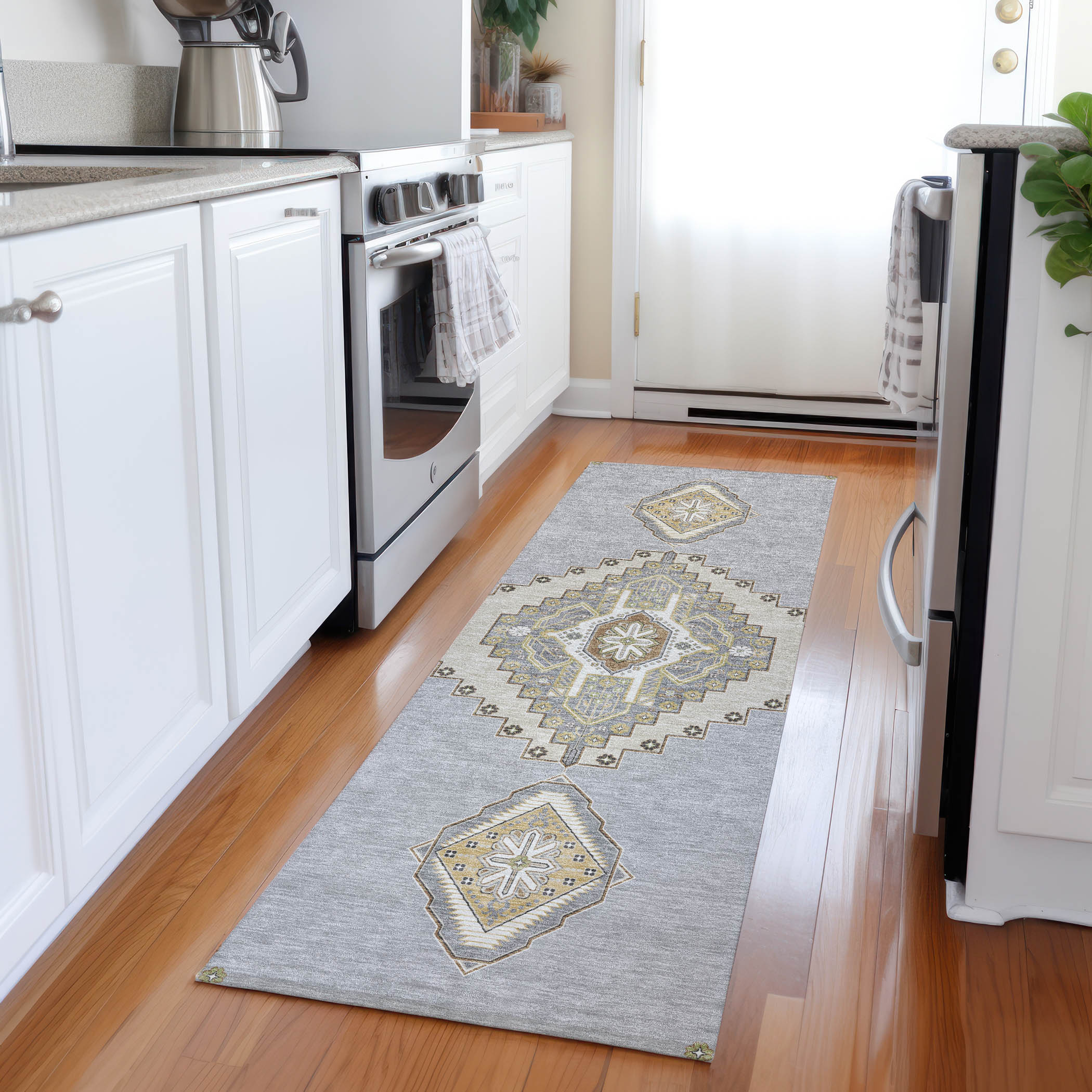 Addison Rugs ACN1014GY2X8 Chantille ACN1014GY 2 x 7 (ft) Polyester Gray Rectangular Indoor/Outdoor Geometric Machine washable Runner rug