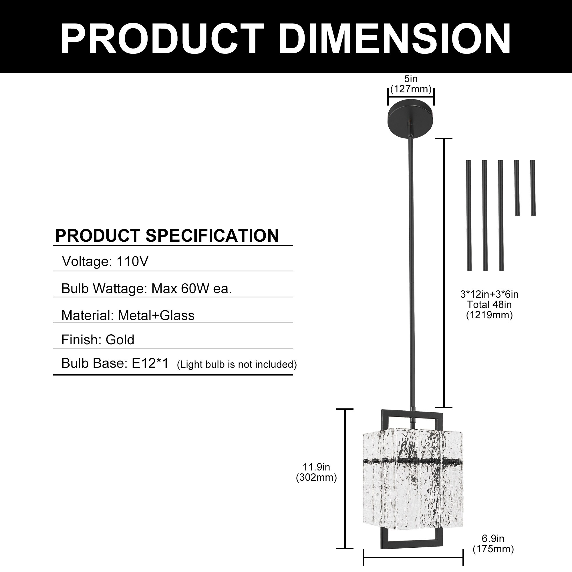 YANSUN LA-IP00701ABL-1A Pendant-Lights - View #3