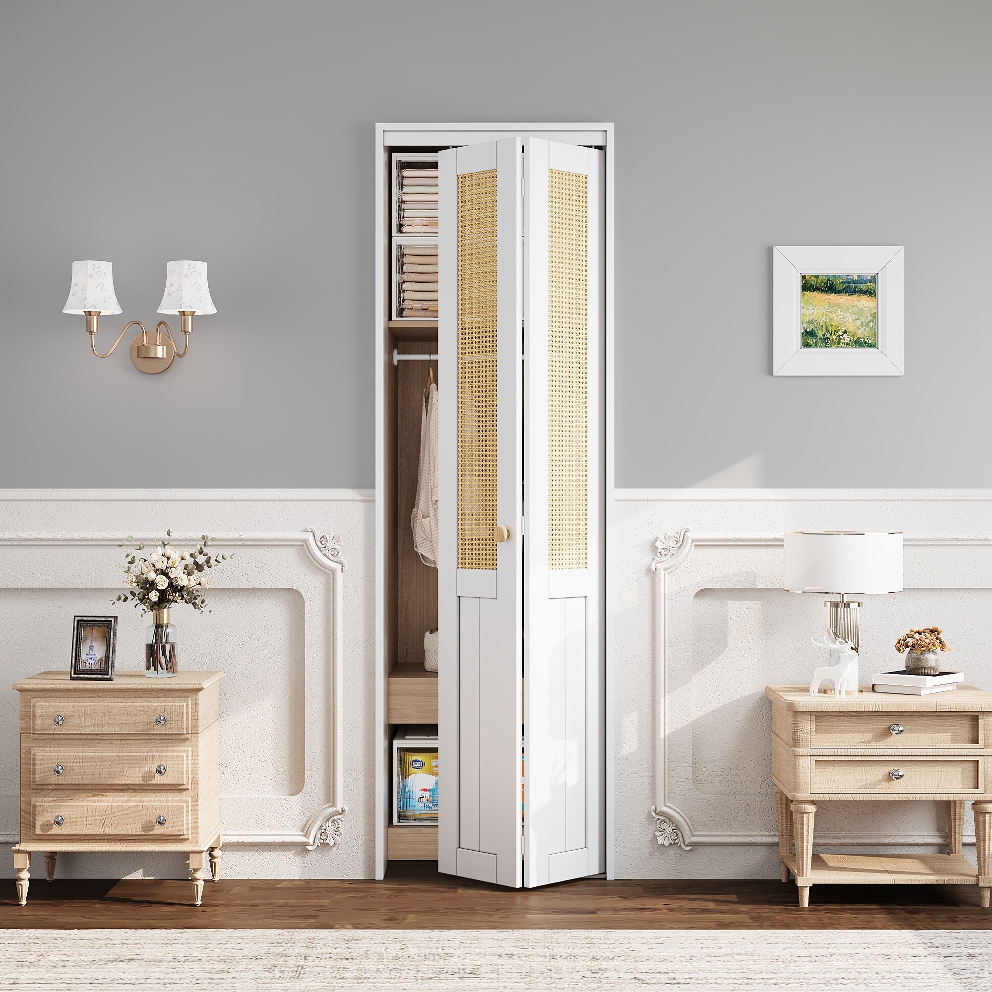 JUJUBON 24-in x 80-in White 2-panel Smooth Solid core Prefinished